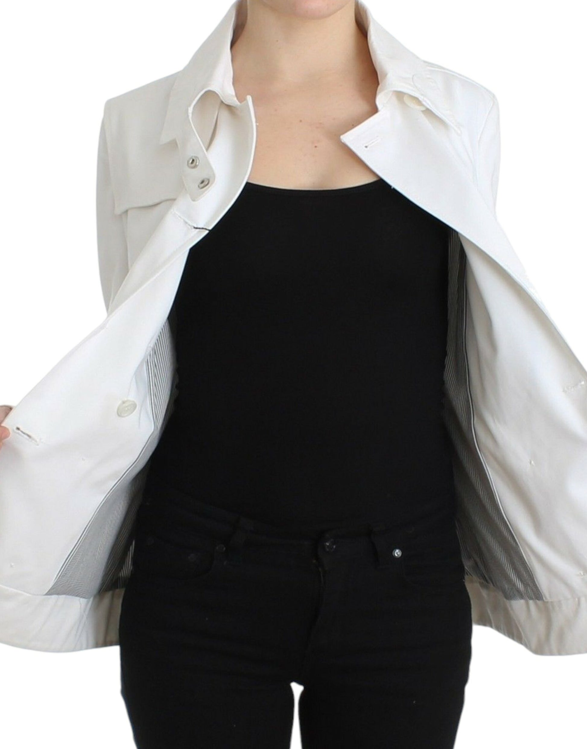 GF Ferre White Double Breasted Jacket Coat Blazer GF Ferre