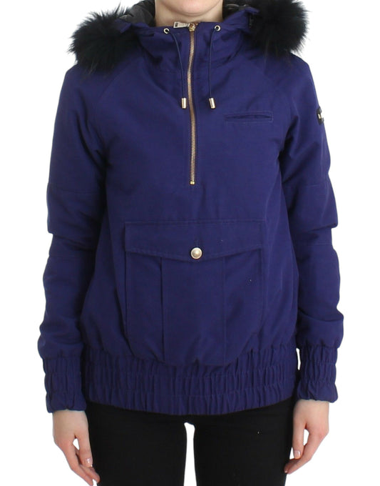 GF Ferre Blue Padded Jacket Hooded Short K-Way GF Ferre