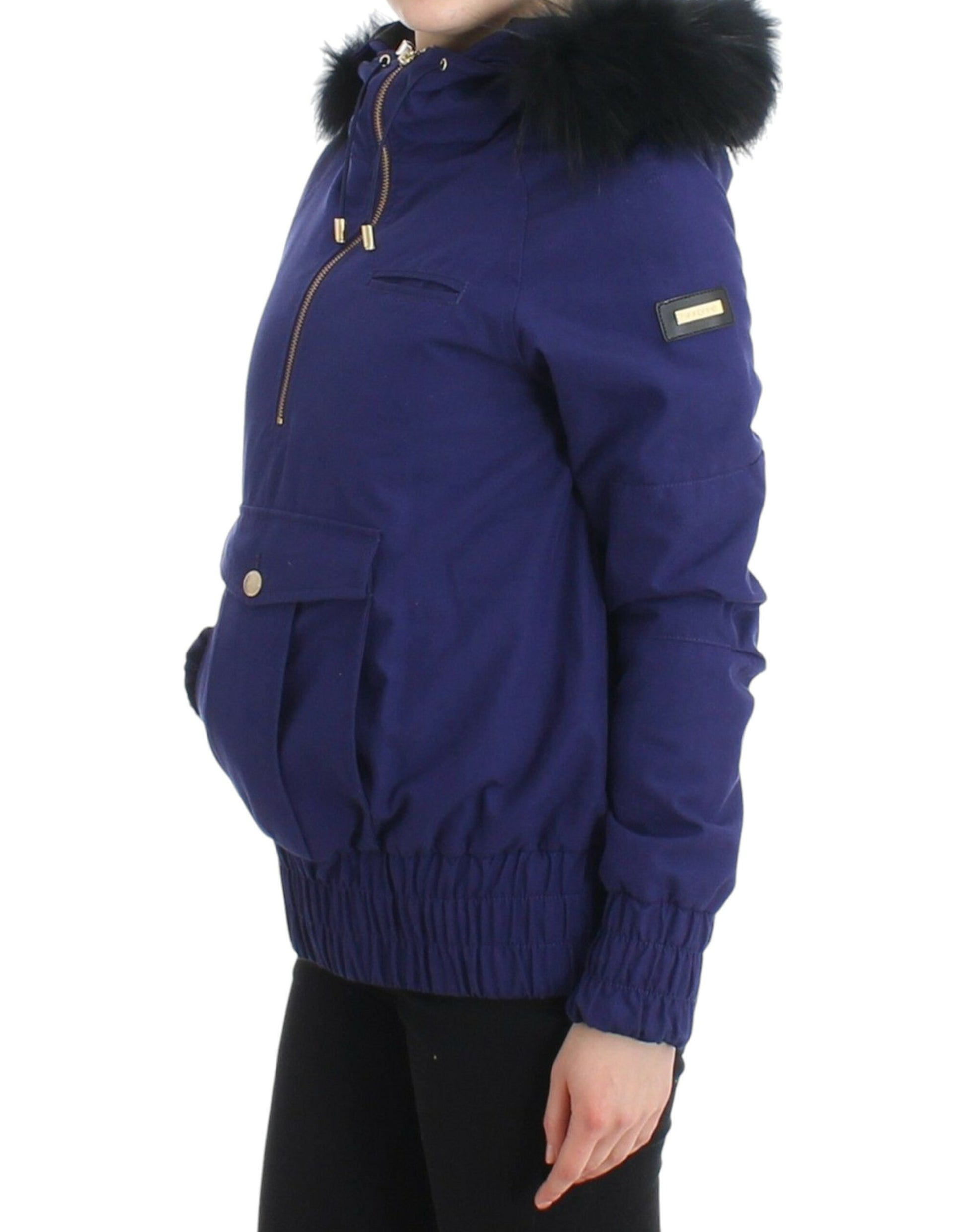 GF Ferre Blue Padded Jacket Hooded Short K-Way GF Ferre