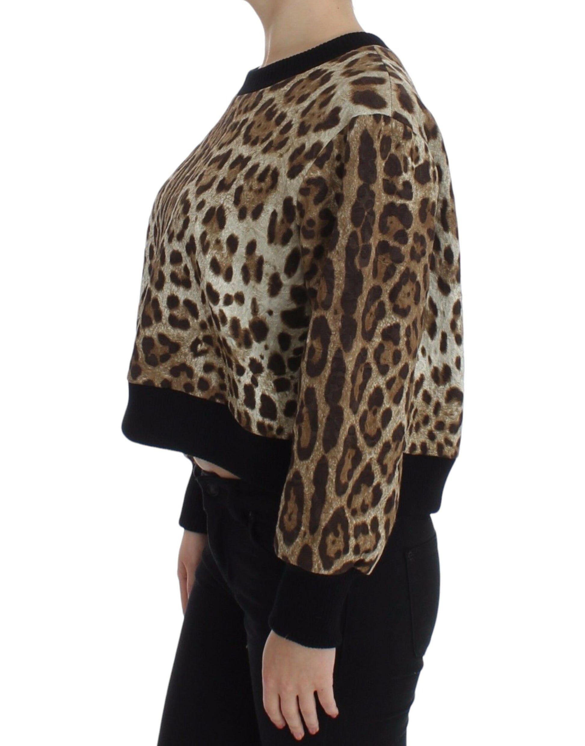Dolce & Gabbana Leopard Print Crewneck Short Sweater Dolce & Gabbana