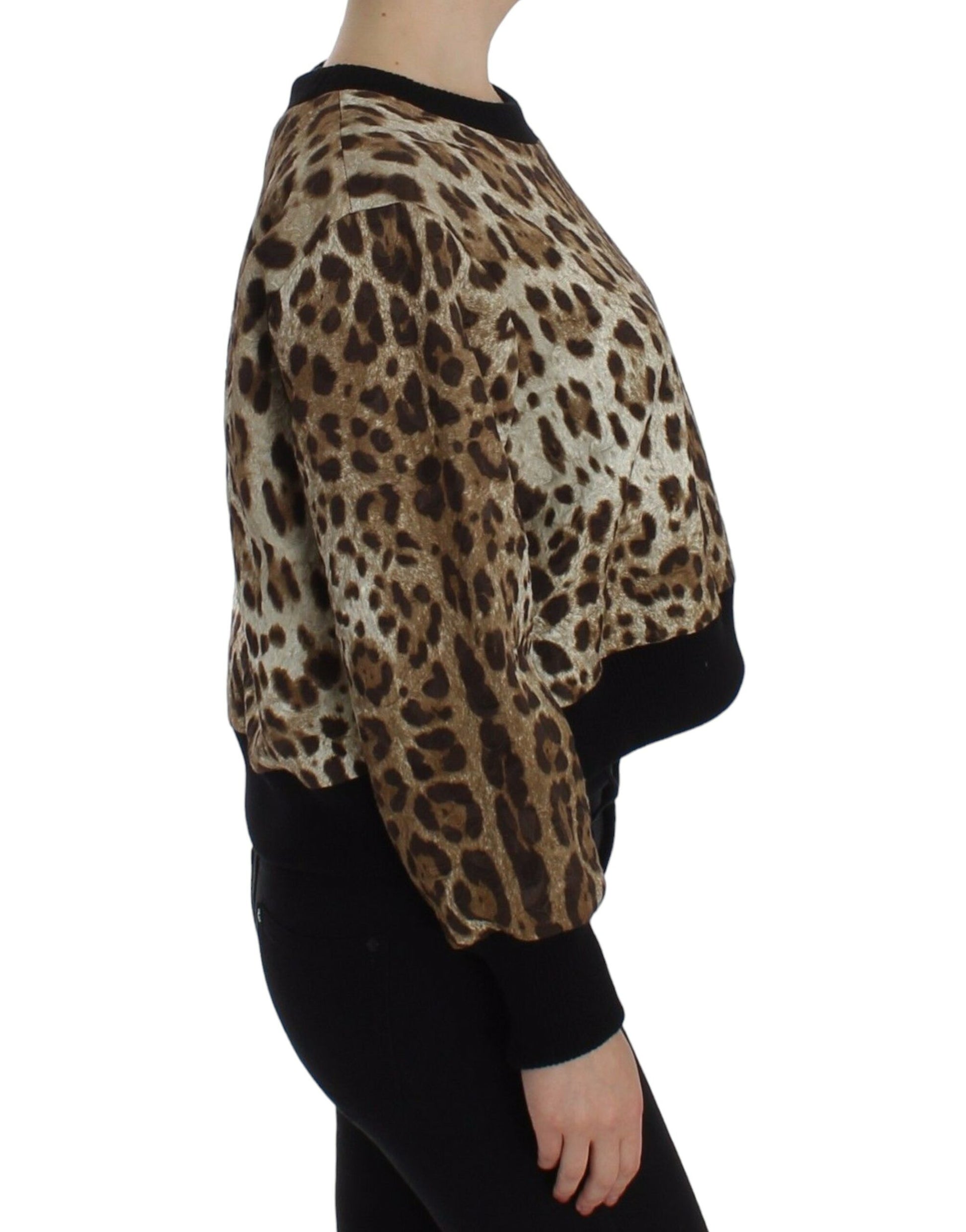 Dolce & Gabbana Leopard Print Crewneck Short Sweater Dolce & Gabbana