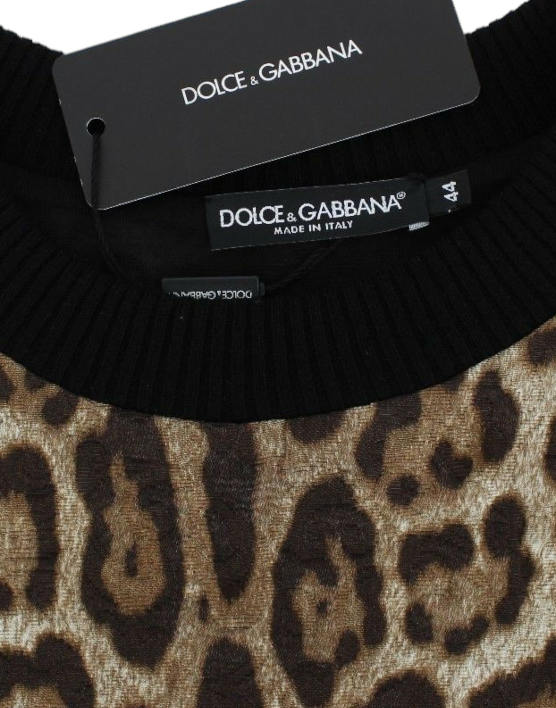 Dolce & Gabbana Leopard Print Crewneck Short Sweater Dolce & Gabbana