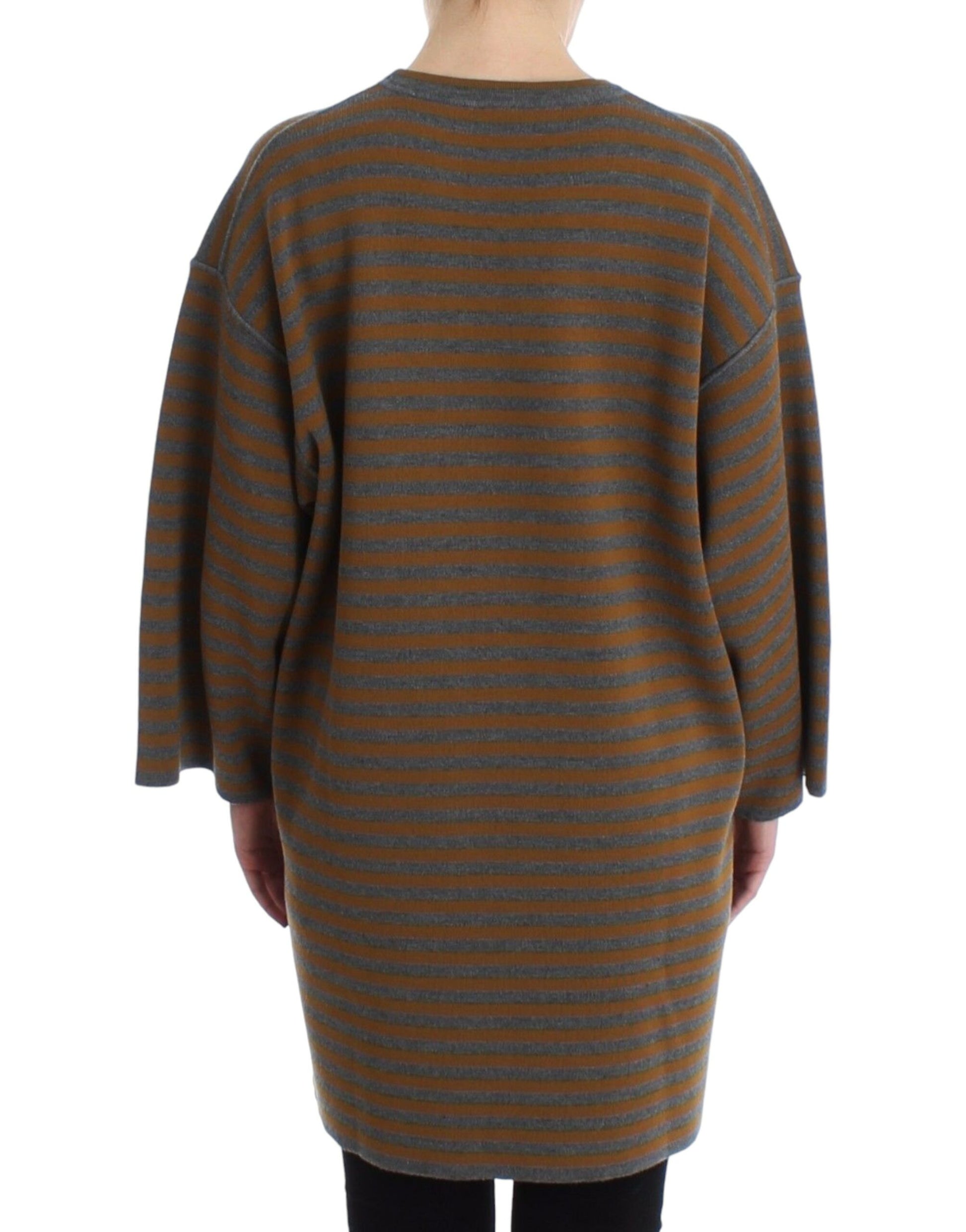 Dolce & Gabbana Oversized Gray Yellow Striped Sweater Top Dolce & Gabbana
