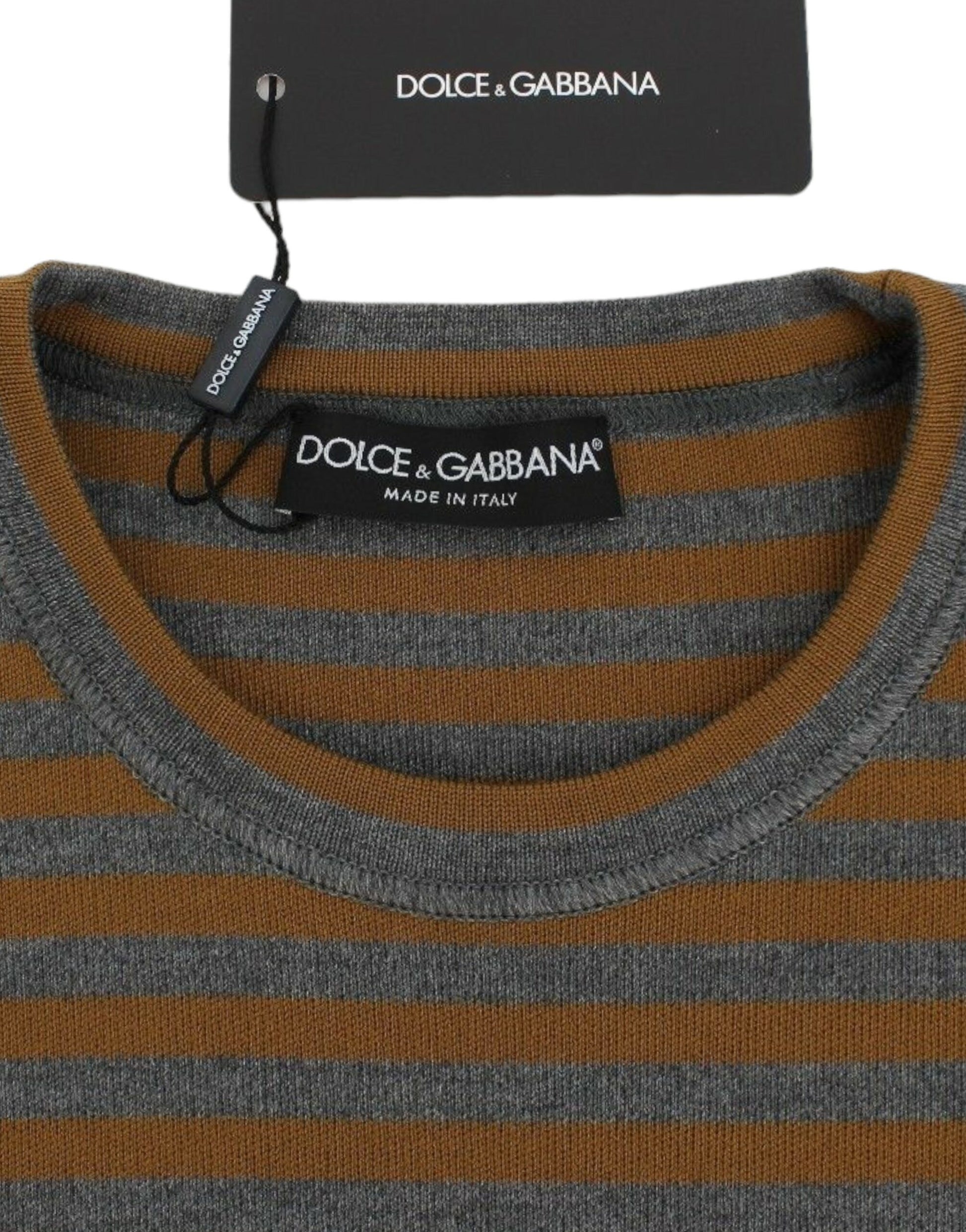 Dolce & Gabbana Oversized Gray Yellow Striped Sweater Top Dolce & Gabbana
