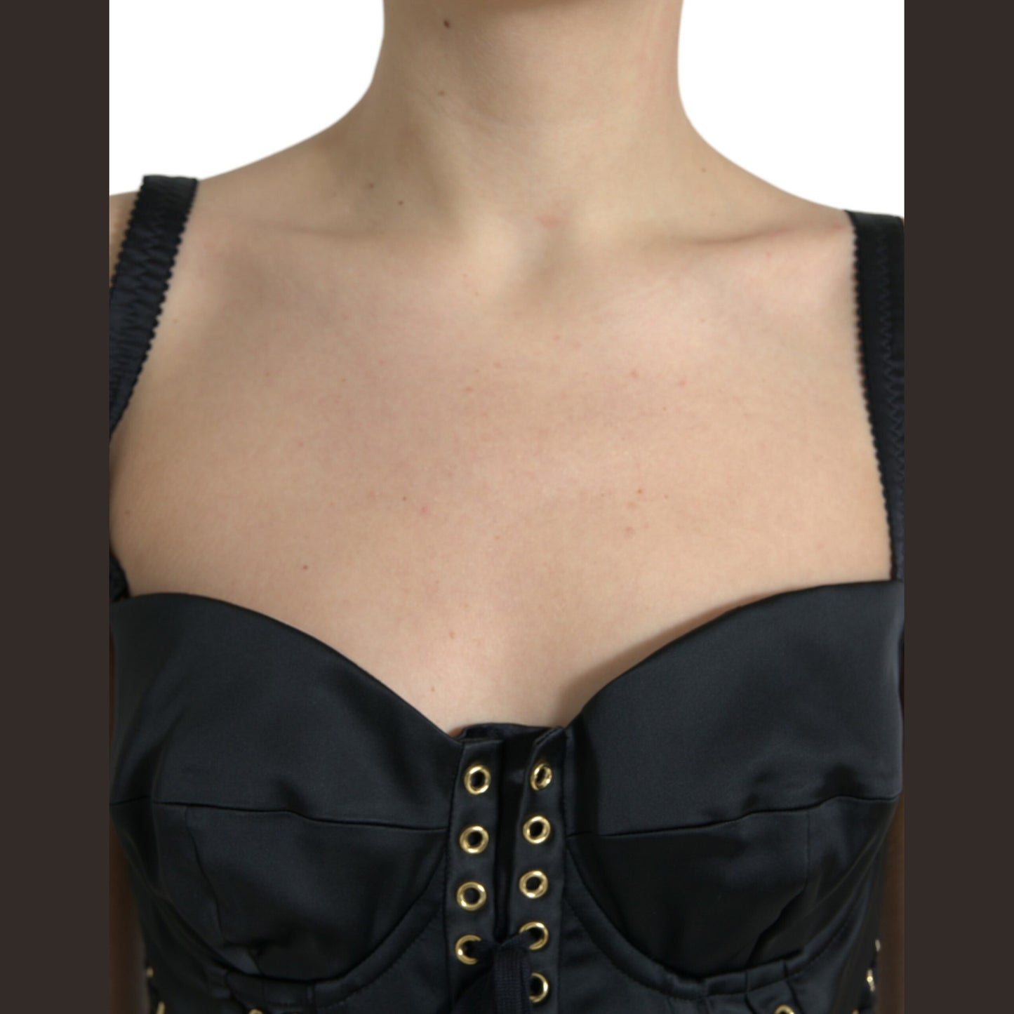 Dolce & Gabbana Black Bustier Corset Lace Bodycon Midi Dress