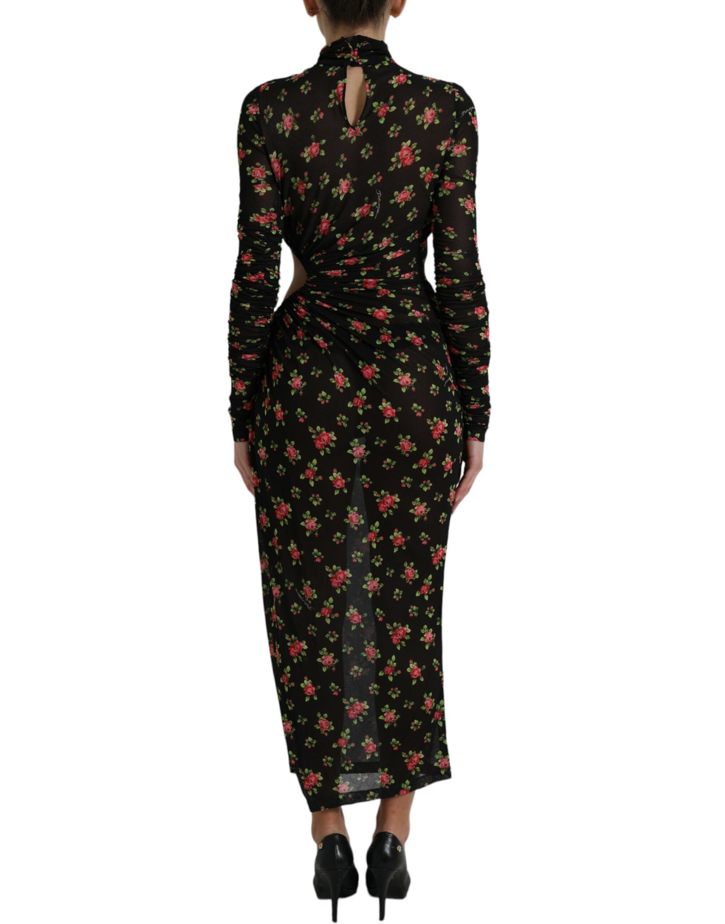 Dolce & Gabbana Black Floral Cut Out Sheath Long Maxi Dress Dolce & Gabbana