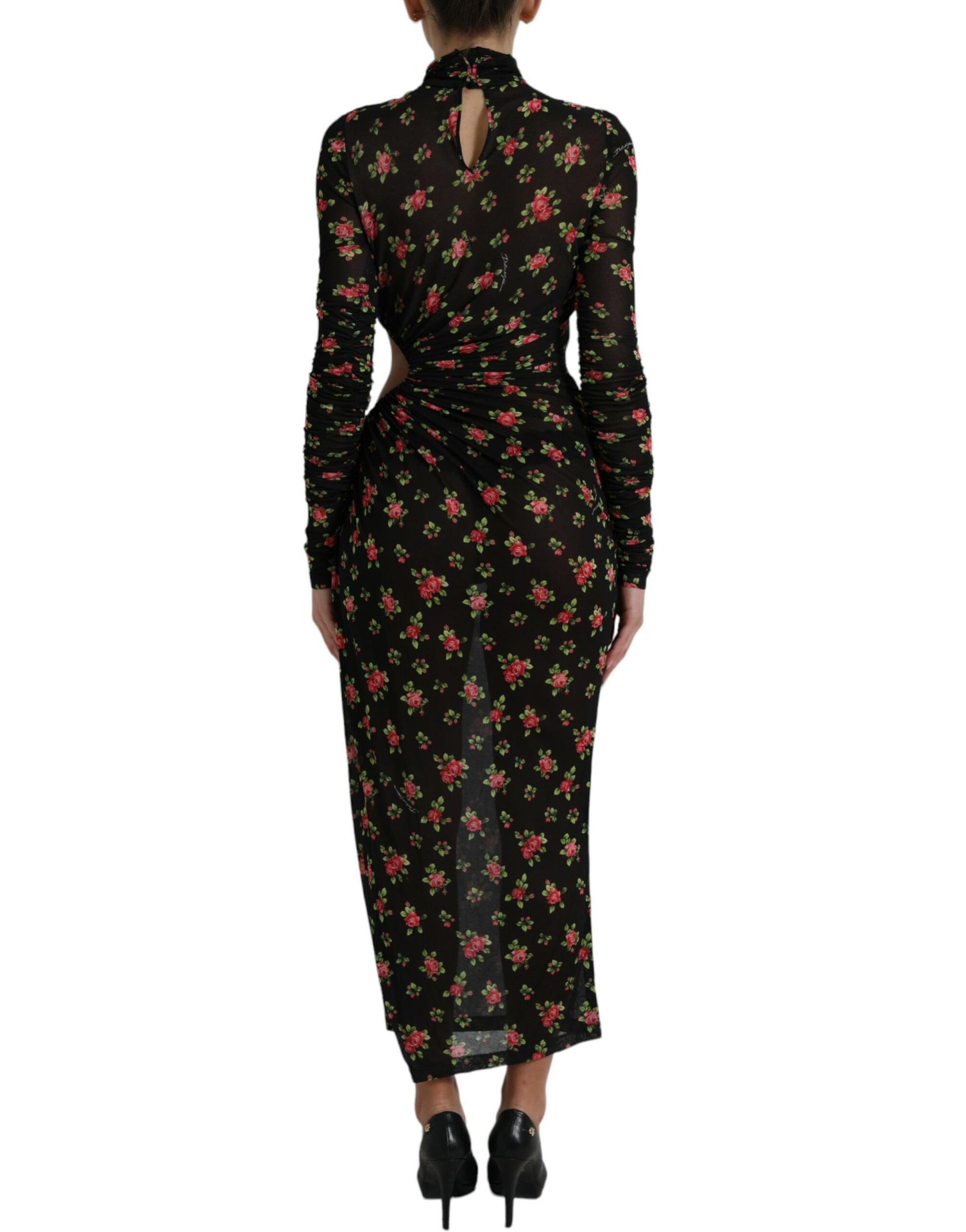 Dolce & Gabbana Black Floral Cut Out Sheath Long Maxi Dress Dolce & Gabbana