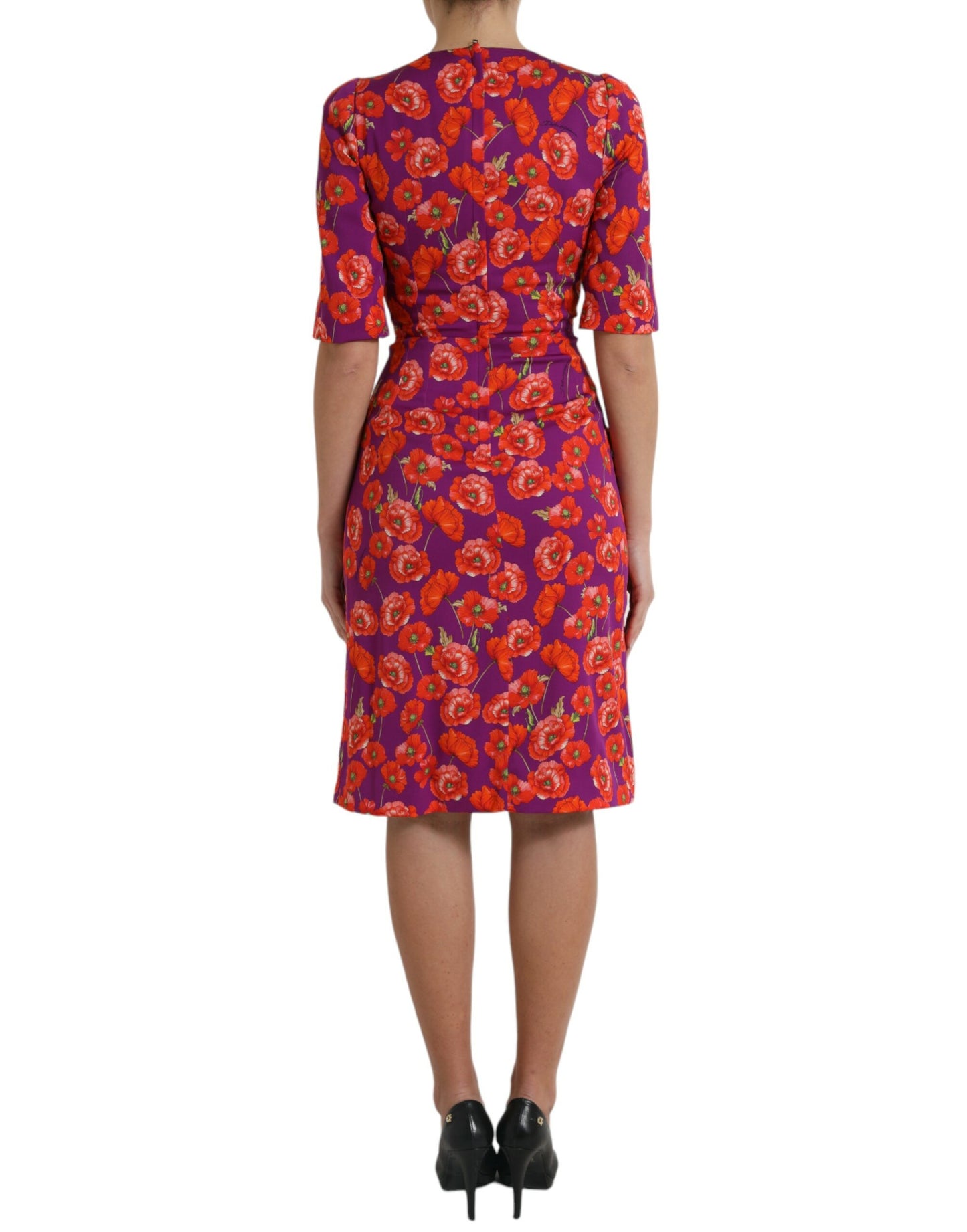 Dolce & Gabbana Multicolor Floral Poppy Print Sheath Dress Dolce & Gabbana