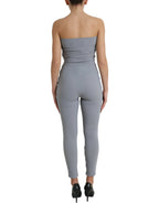 Dolce & Gabbana Gray Nylon Strapless Bodycon Jumpsuit Dress Dolce & Gabbana