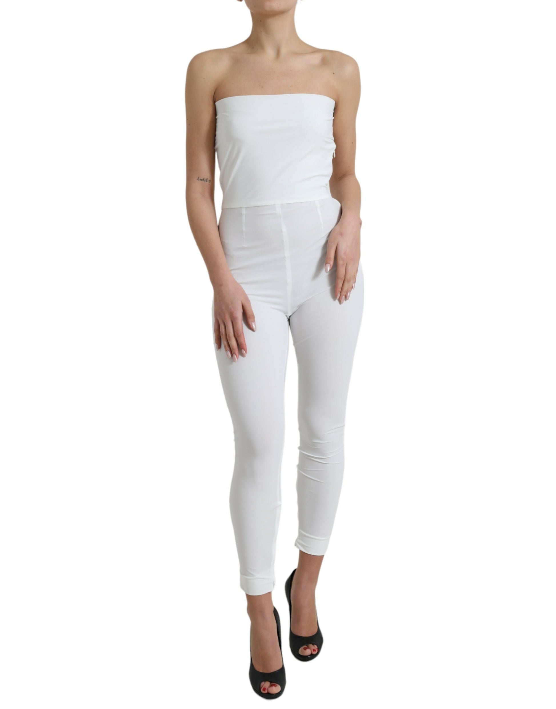 Dolce & Gabbana White Nylon Strapless Bodycon Jumpsuit Dress Dolce & Gabbana