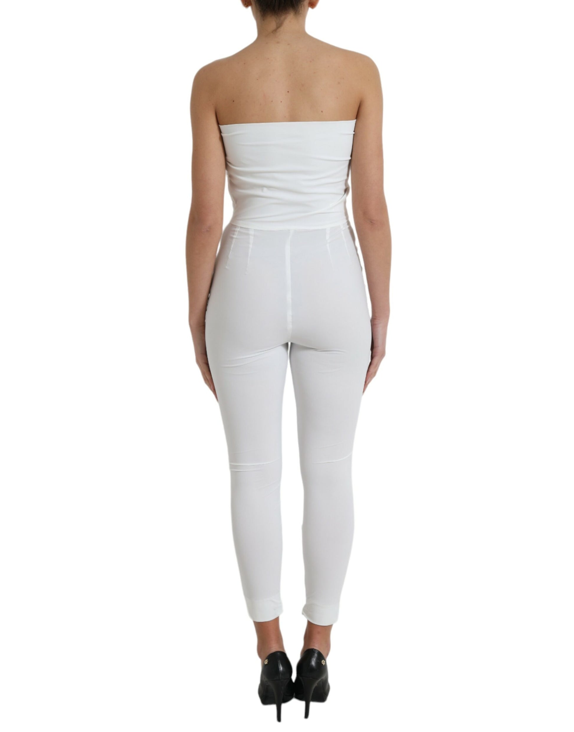 Dolce & Gabbana White Nylon Strapless Bodycon Jumpsuit Dress Dolce & Gabbana