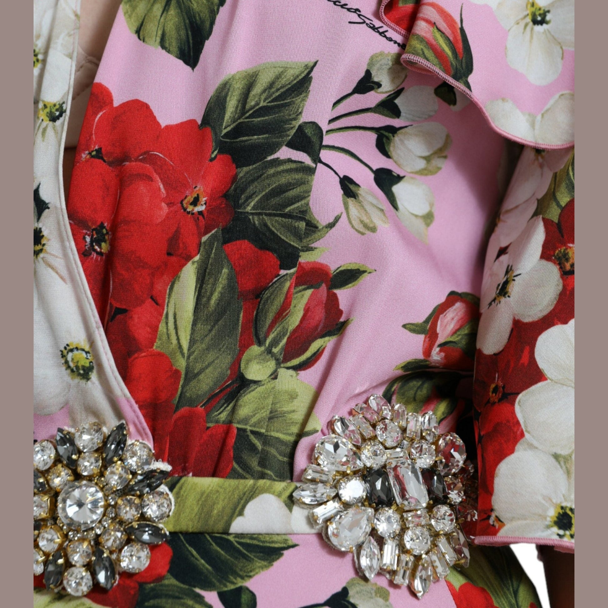 Dolce & Gabbana Multicolor Floral Crystal Embellished A-line Dress