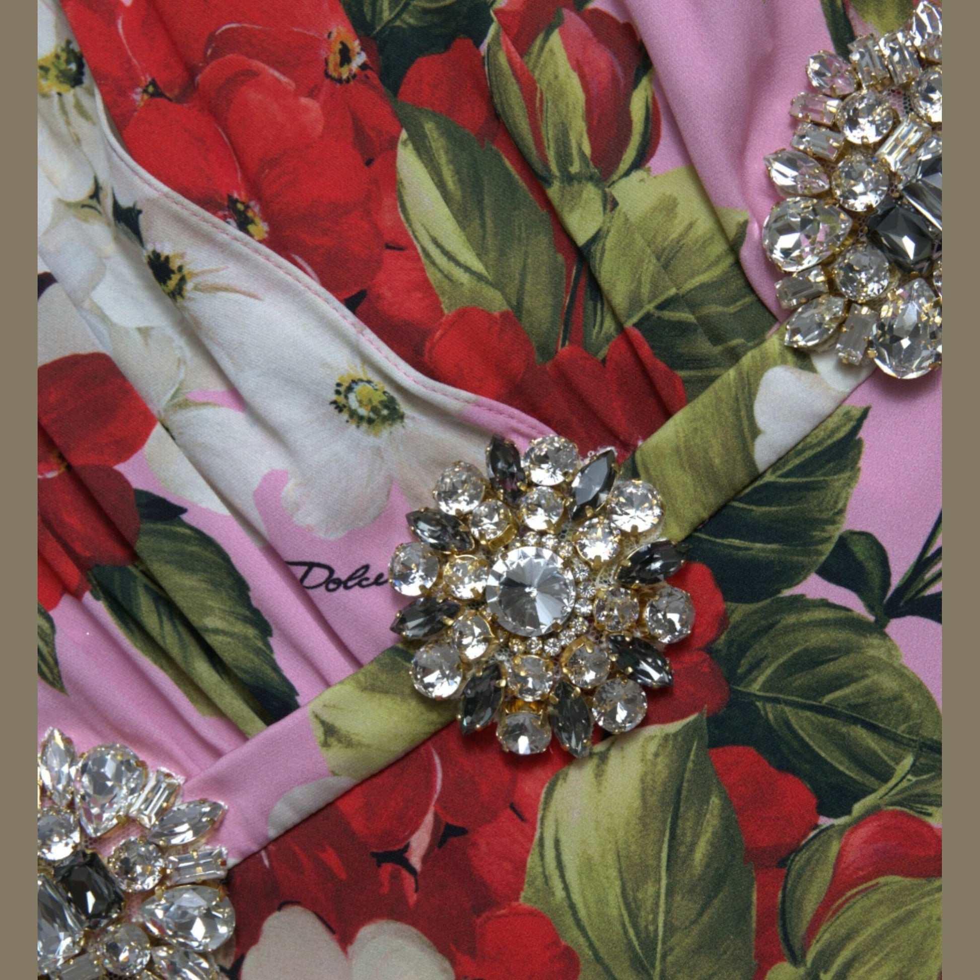 Dolce & Gabbana Multicolor Floral Crystal Embellished A-line Dress