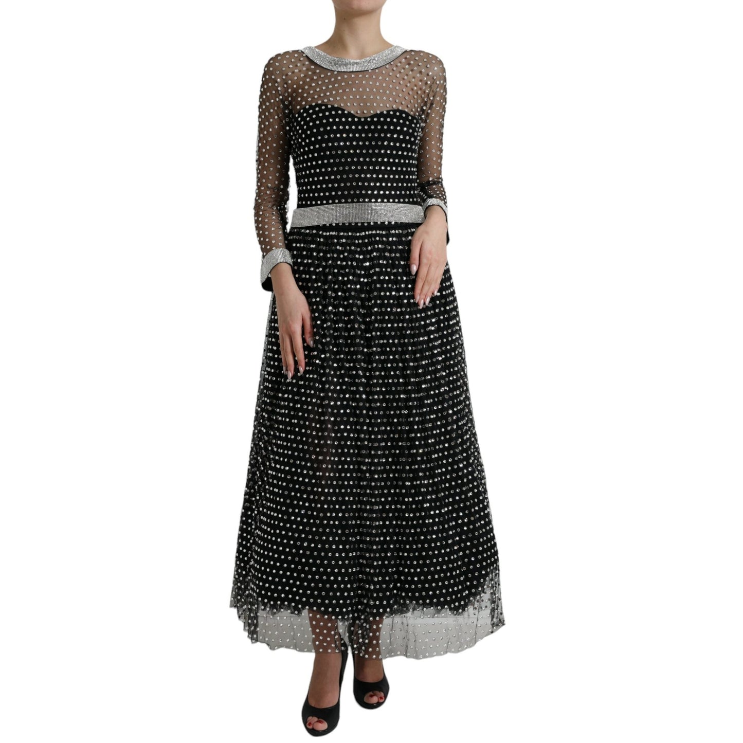 Dolce & Gabbana Black Crystal Embellished A-line Gown Dress Dolce & Gabbana