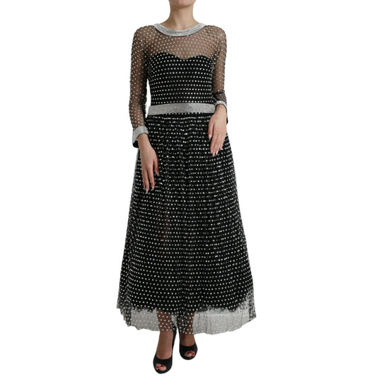 Dolce & Gabbana Black Crystal Embellished A-line Gown Dress