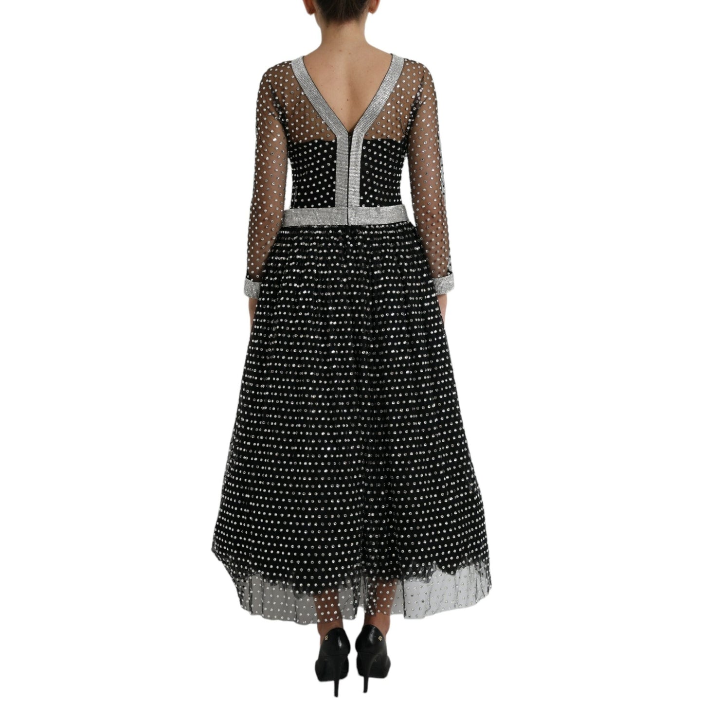 Dolce & Gabbana Black Crystal Embellished A-line Gown Dress Dolce & Gabbana