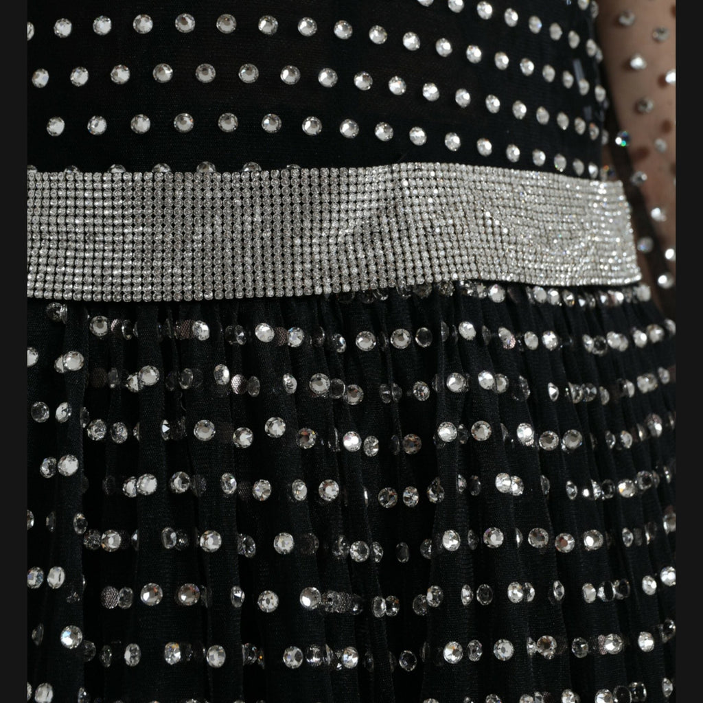 Dolce & Gabbana Black Crystal Embellished A-line Gown Dress