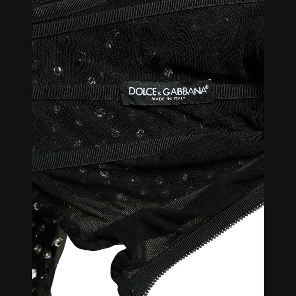 Dolce & Gabbana Black Crystal Embellished A-line Gown Dress