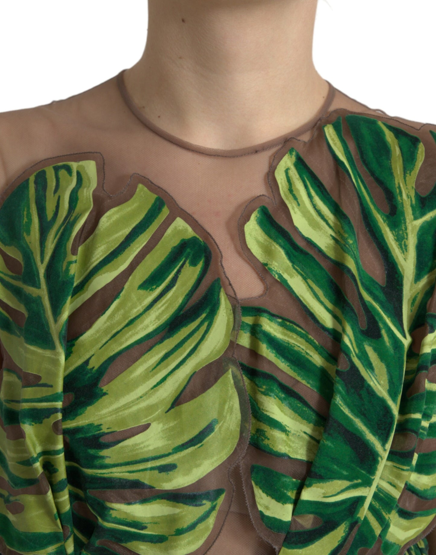 Dolce & Gabbana Green Banana Leaf Sleeveless Long Maxi Dress Dolce & Gabbana