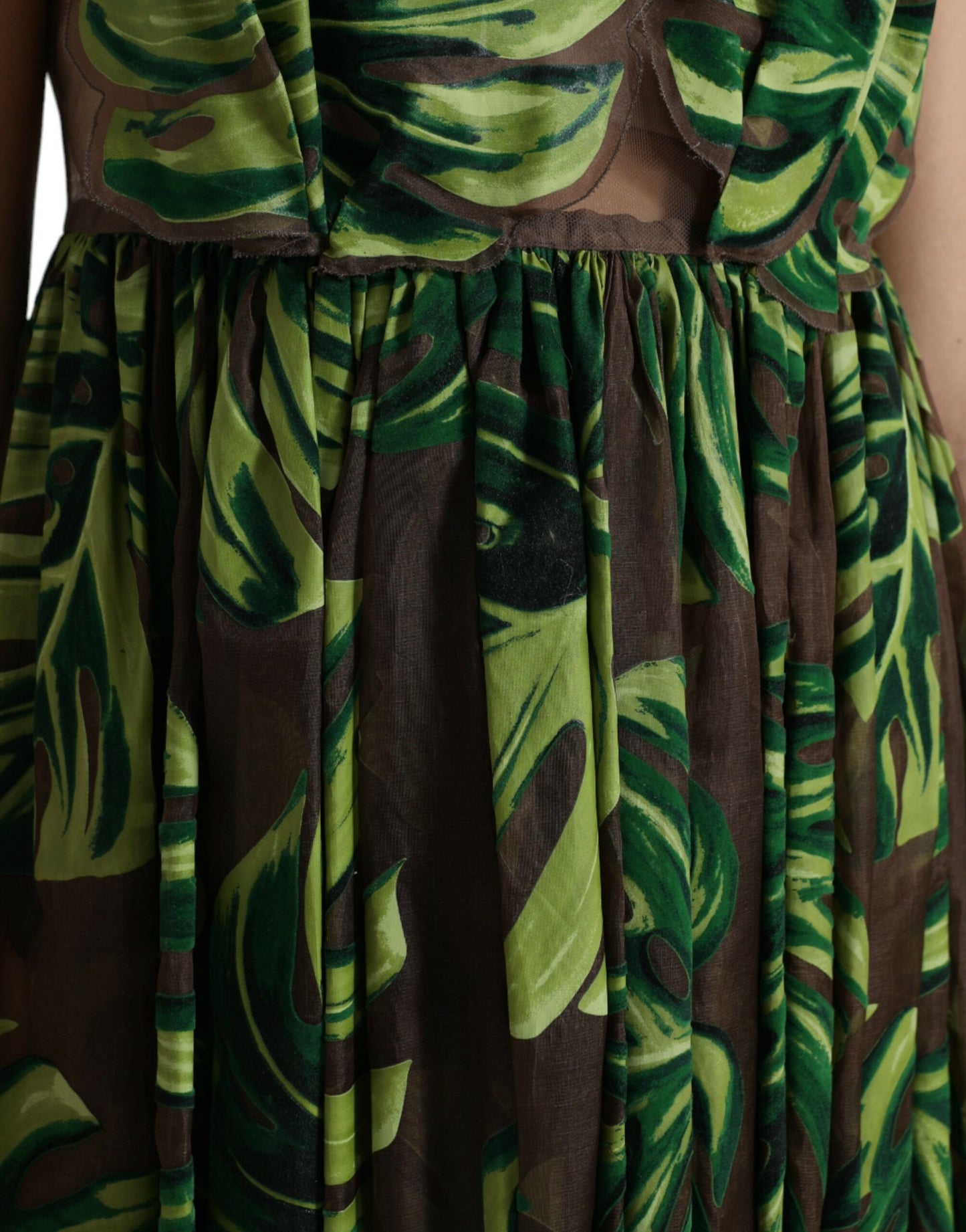 Dolce & Gabbana Green Banana Leaf Sleeveless Long Maxi Dress Dolce & Gabbana