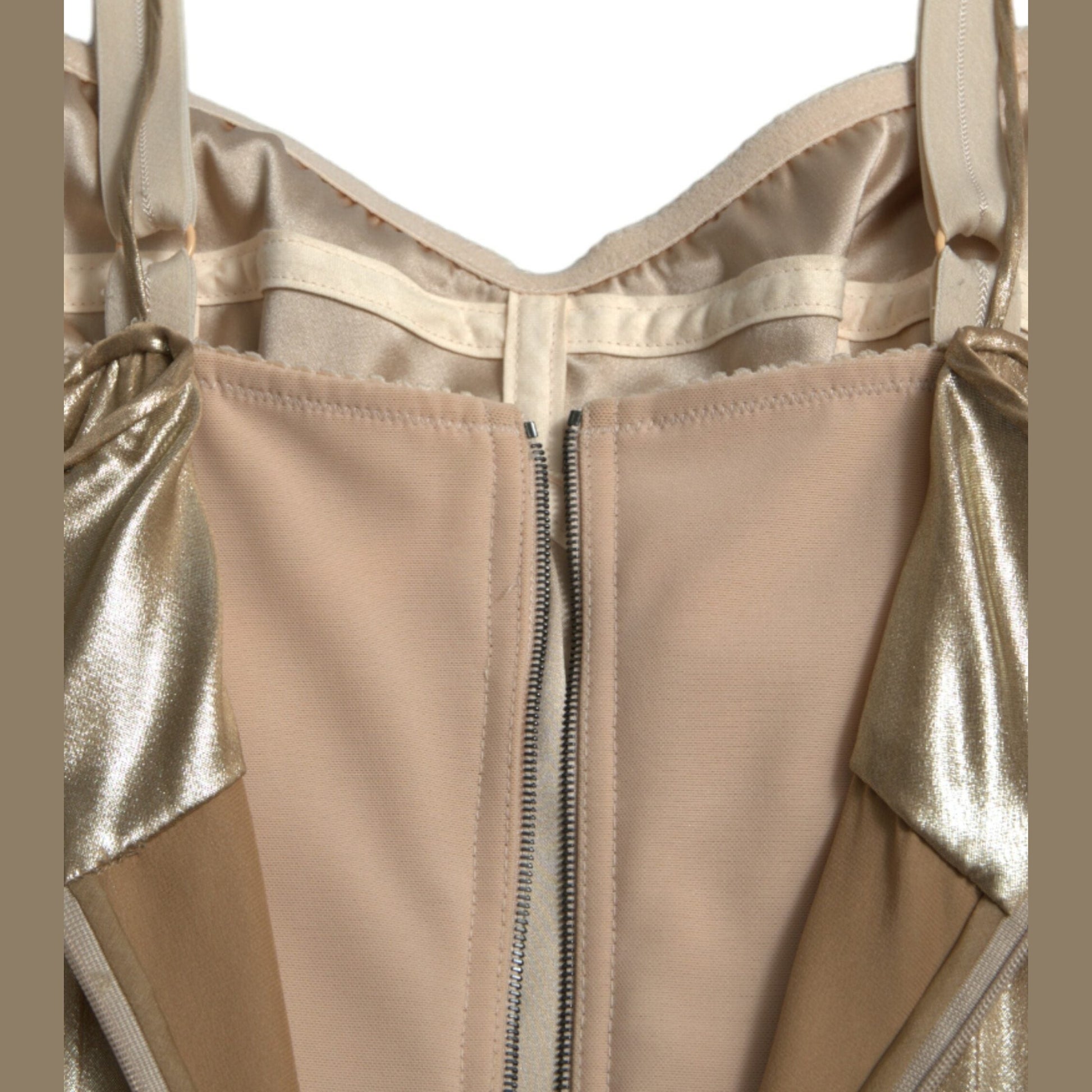 Dolce & Gabbana Metallic Gold Crystal Embellished Gown Dress