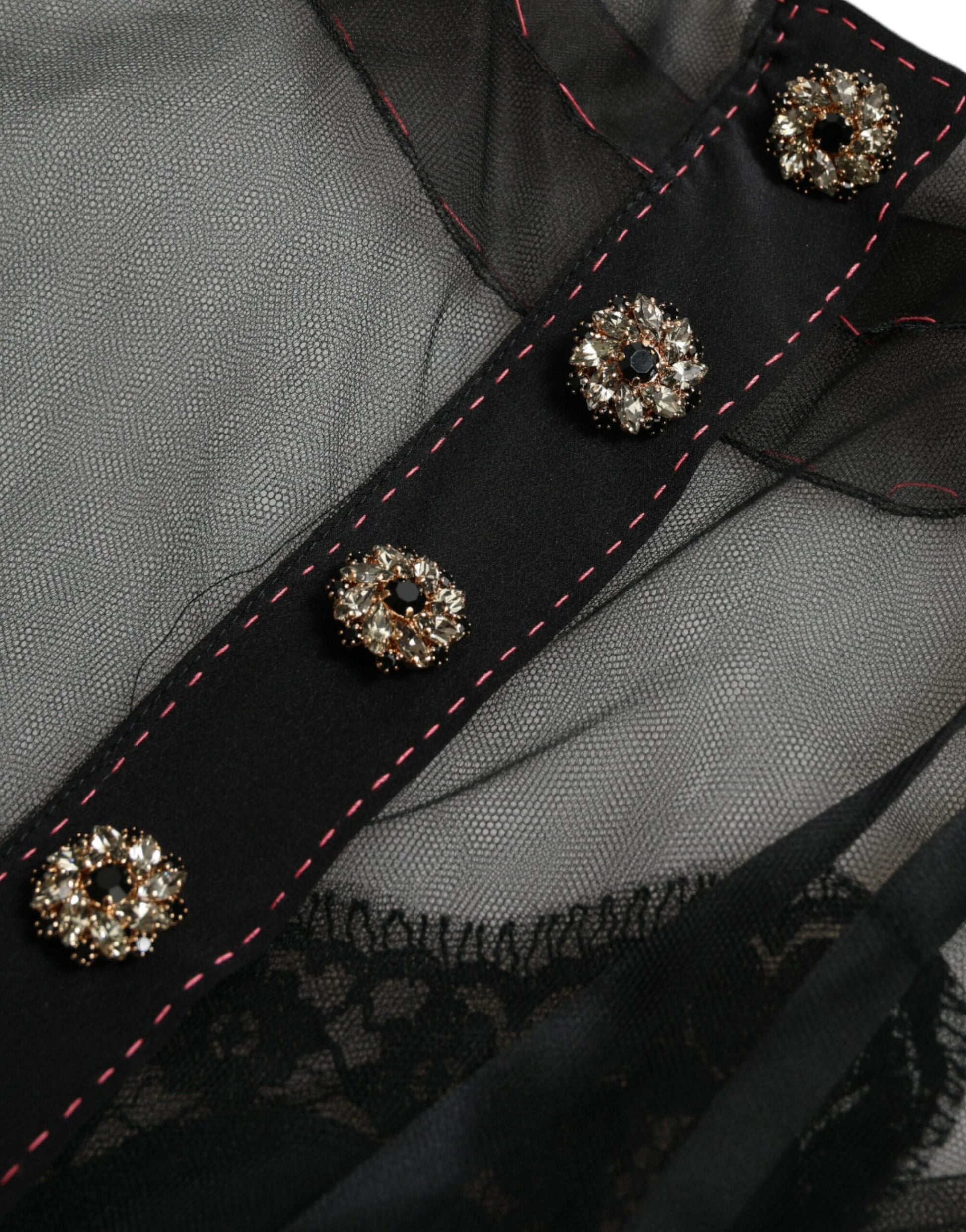 Dolce & Gabbana Black Floral Embroidery Mesh Tulle Gown Dress Dolce & Gabbana