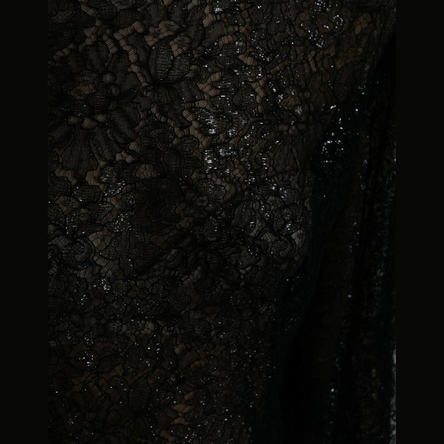 Dolce & Gabbana Black Floral Lace Sheer A-line Midi Dress