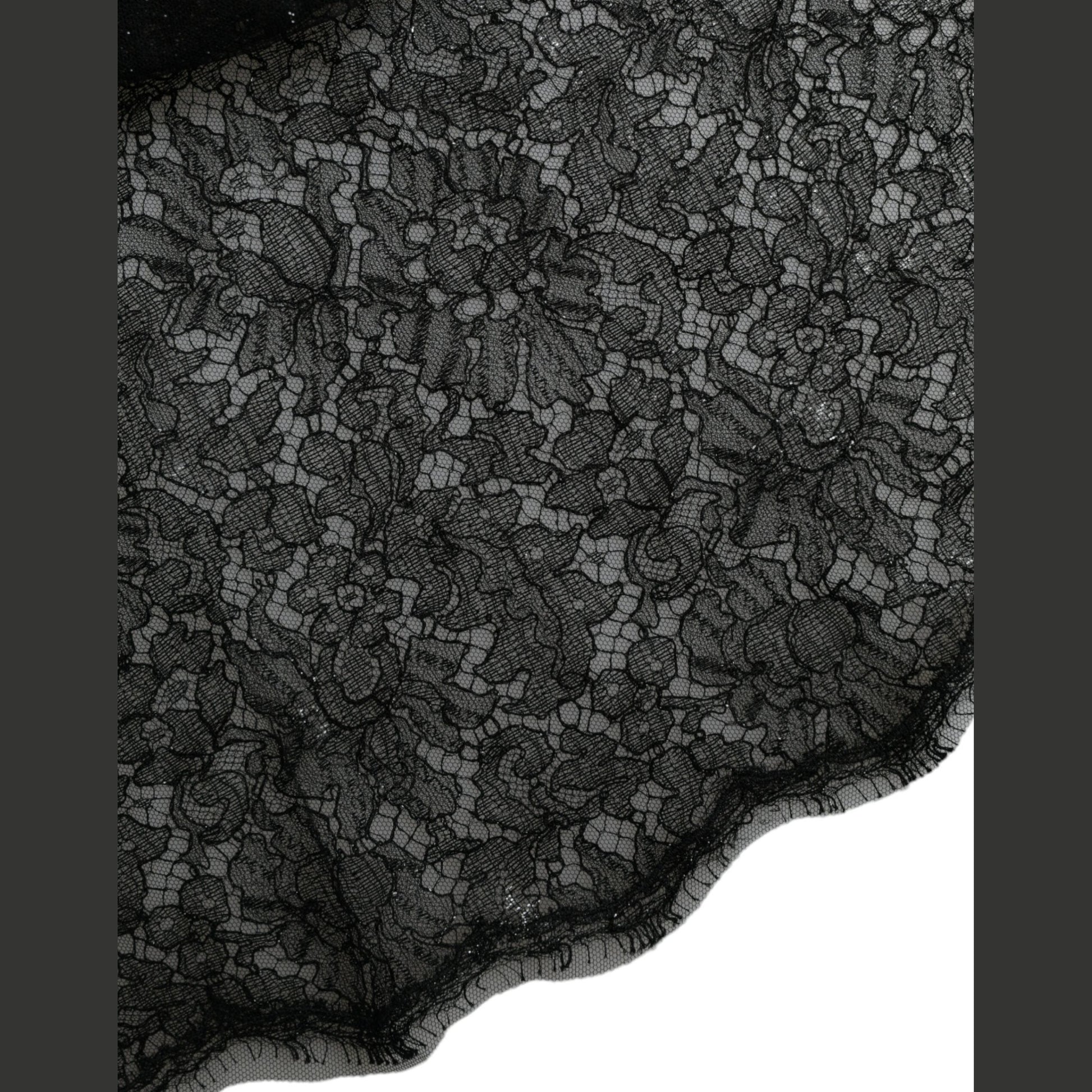 Dolce & Gabbana Black Floral Lace Sheer A-line Midi Dress