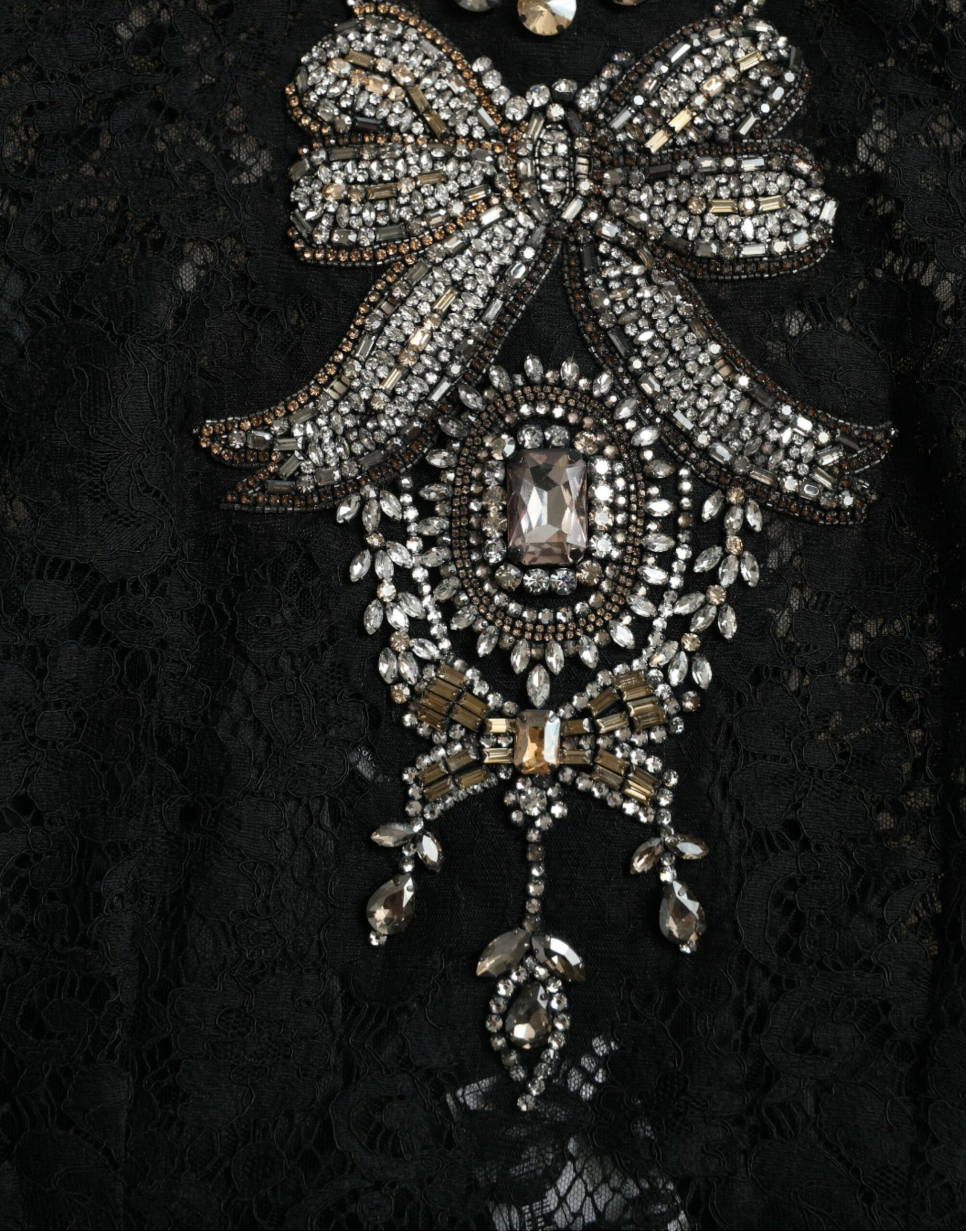 Dolce & Gabbana Black Lace Crystal Embellished Sheath Dress Dolce & Gabbana