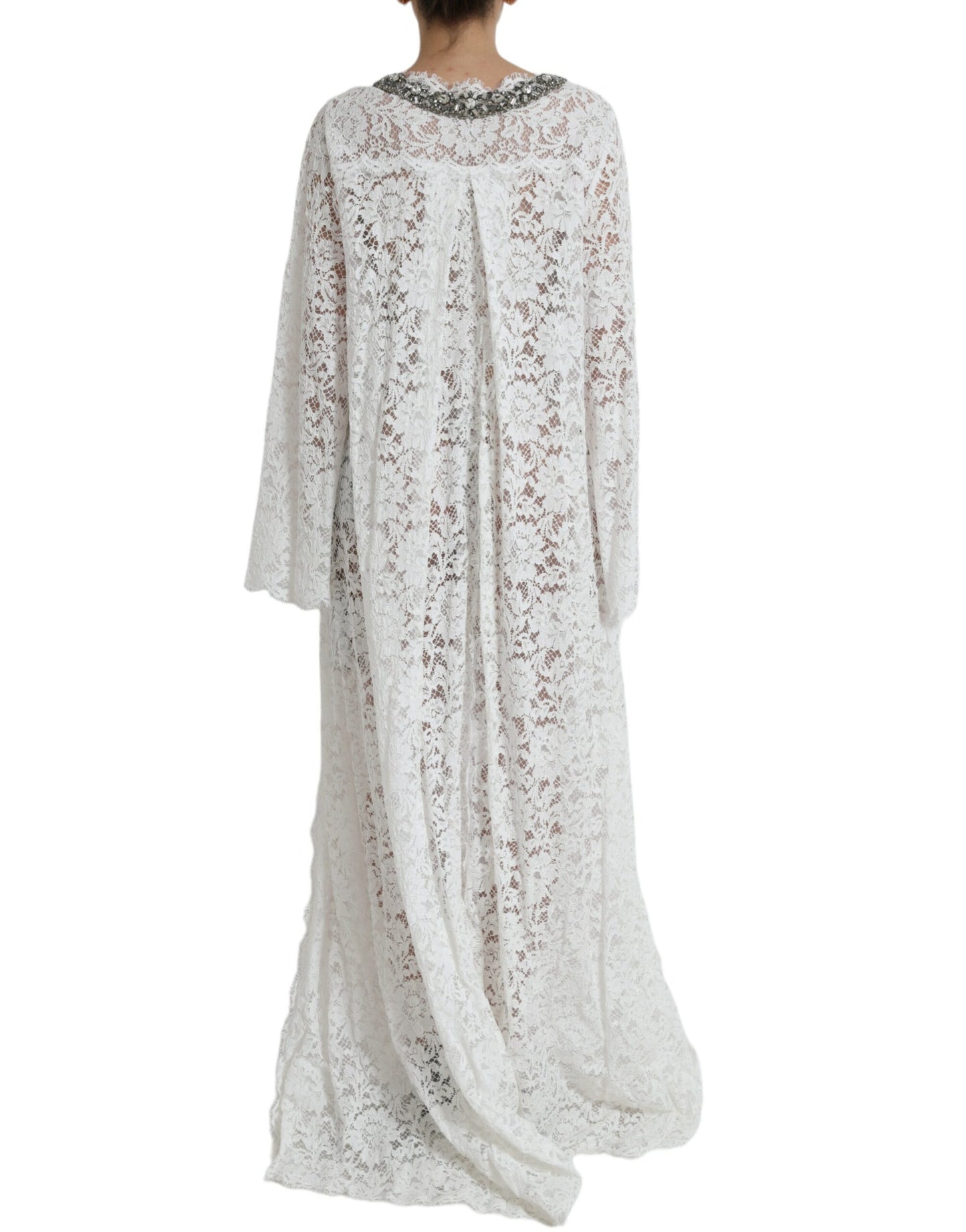 Dolce & Gabbana White Lace Crystal Embellished Shift Dress Dolce & Gabbana