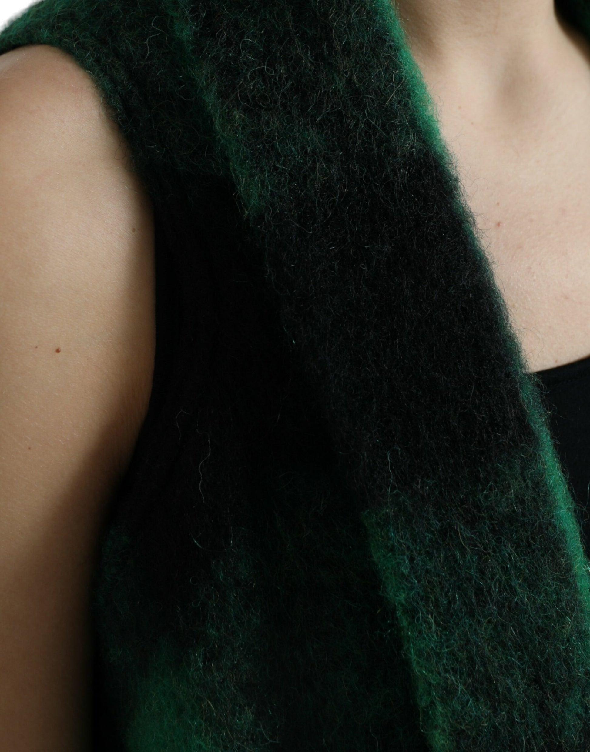 Dolce & Gabbana Black Green Buffalo Check Poncho Coat Jacket Dolce & Gabbana