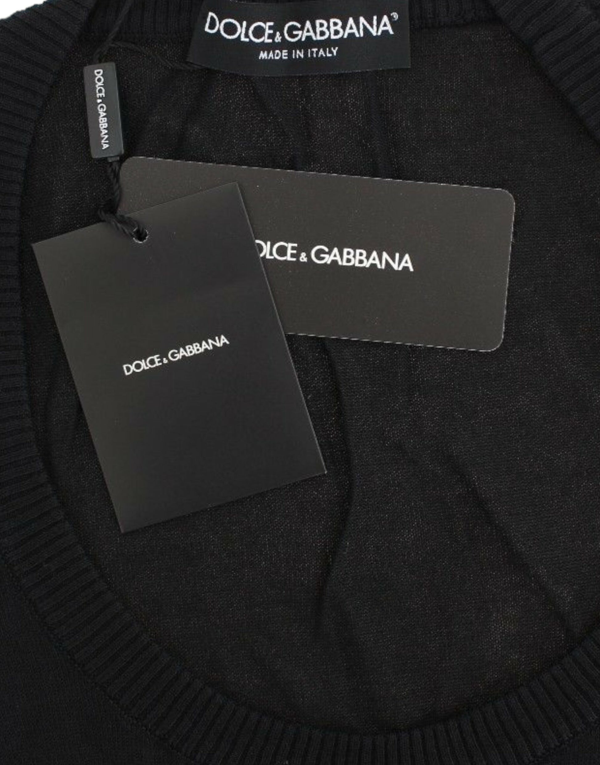 Dolce & Gabbana Black Cashmere Crewneck Sweater Pullover Dolce & Gabbana