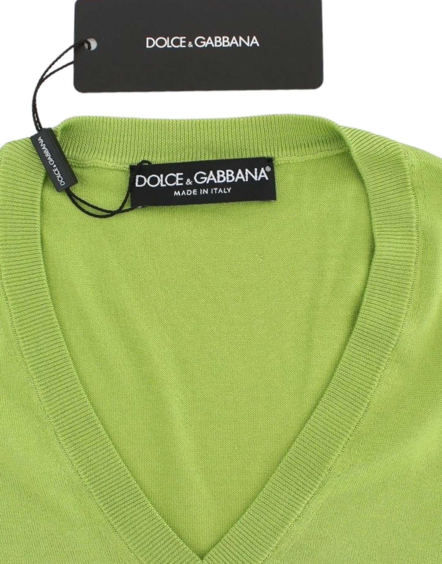 Dolce & Gabbana Green Wool V-neck Pullover Sweater Top Dolce & Gabbana