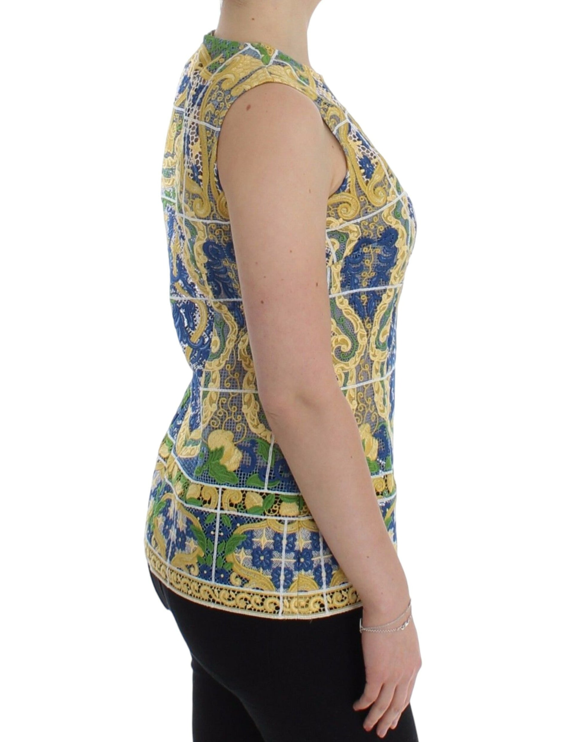 Dolce & Gabbana Multicolor Majolica Embroidered Sweater Dolce & Gabbana