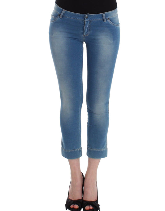Ermanno Scervino Beachwear Blue Jeans Capri Pants Cropped Ermanno Scervino