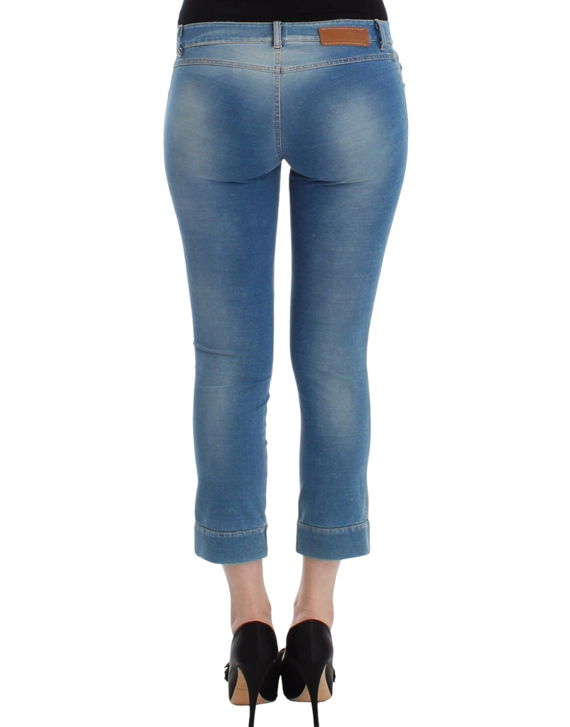 Ermanno Scervino Beachwear Blue Jeans Capri Pants Cropped Ermanno Scervino