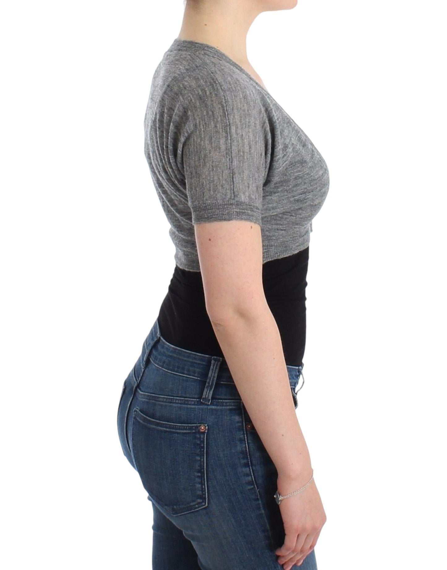 Ermanno Scervino Lingerie Knit Gray Bolero Sweater Cardigan Ermanno Scervino
