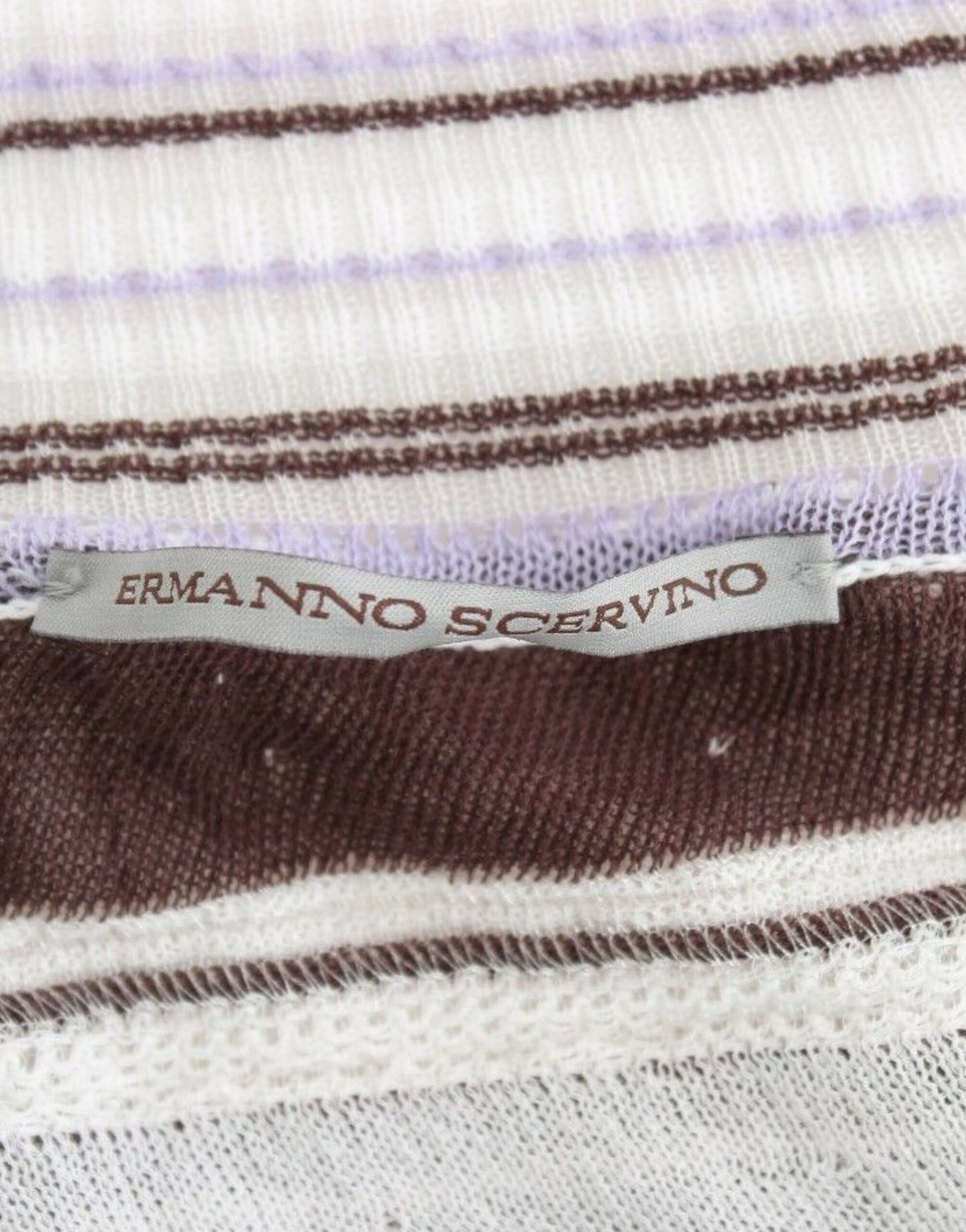Ermanno Scervino Striped Lace V-Neck Short Sleeve Top Sweater Ermanno Scervino