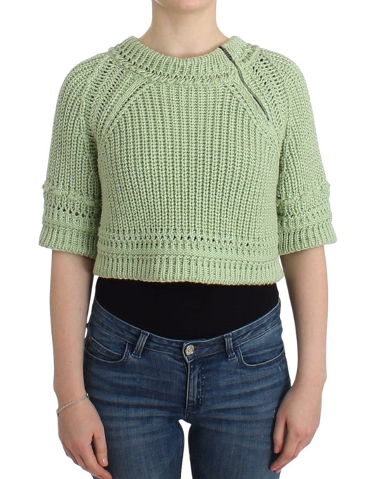 Ermanno Scervino Green Cropped Knit Sweater Knitted Jumper Ermanno Scervino
