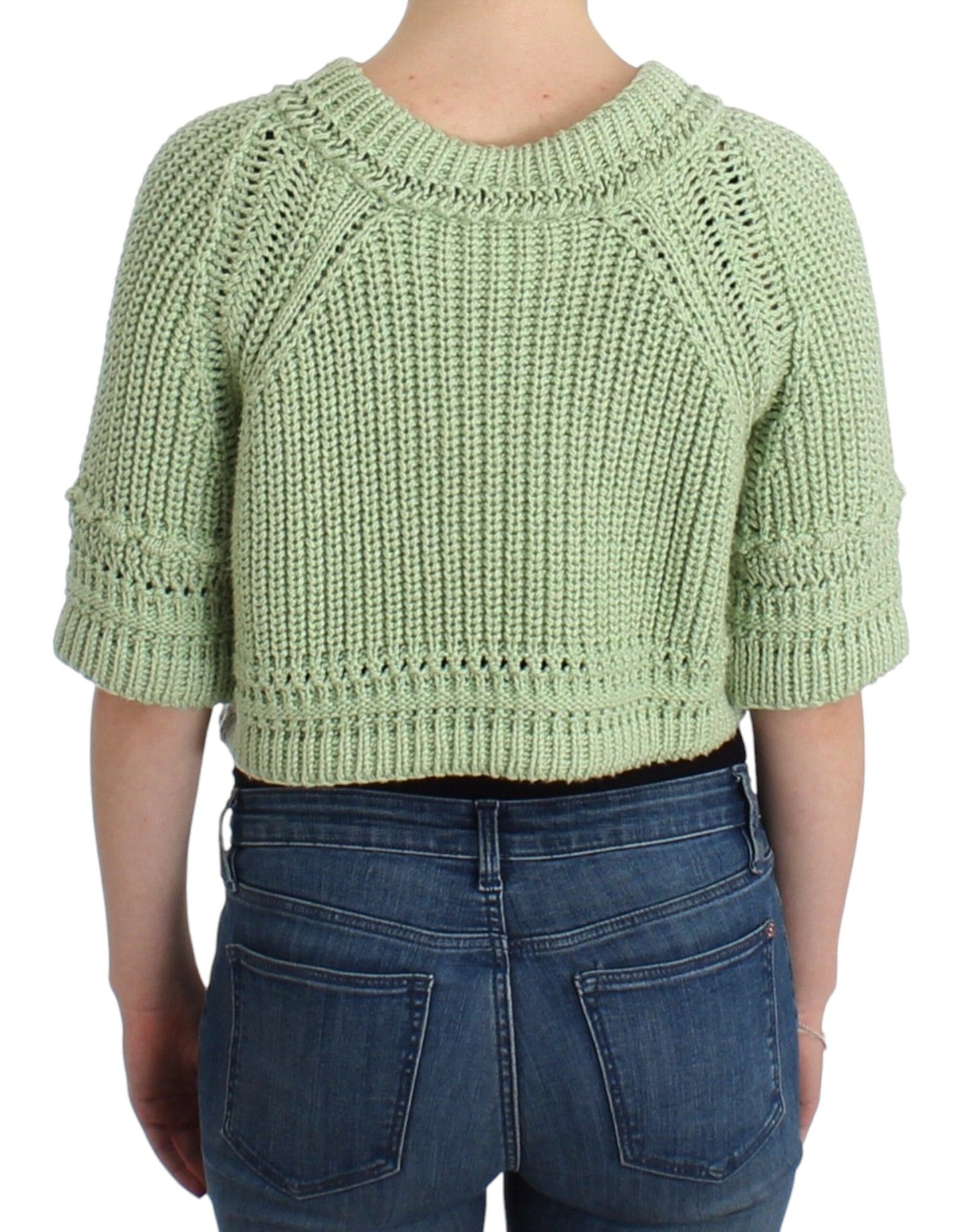 Ermanno Scervino Green Cropped Knit Sweater Knitted Jumper Ermanno Scervino