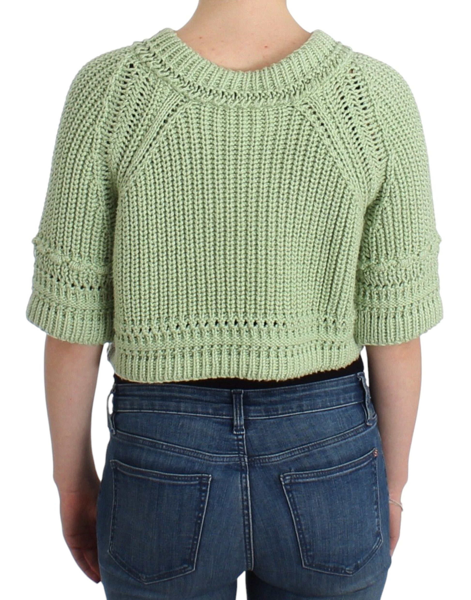 Ermanno Scervino Green Cropped Knit Sweater Knitted Jumper Ermanno Scervino