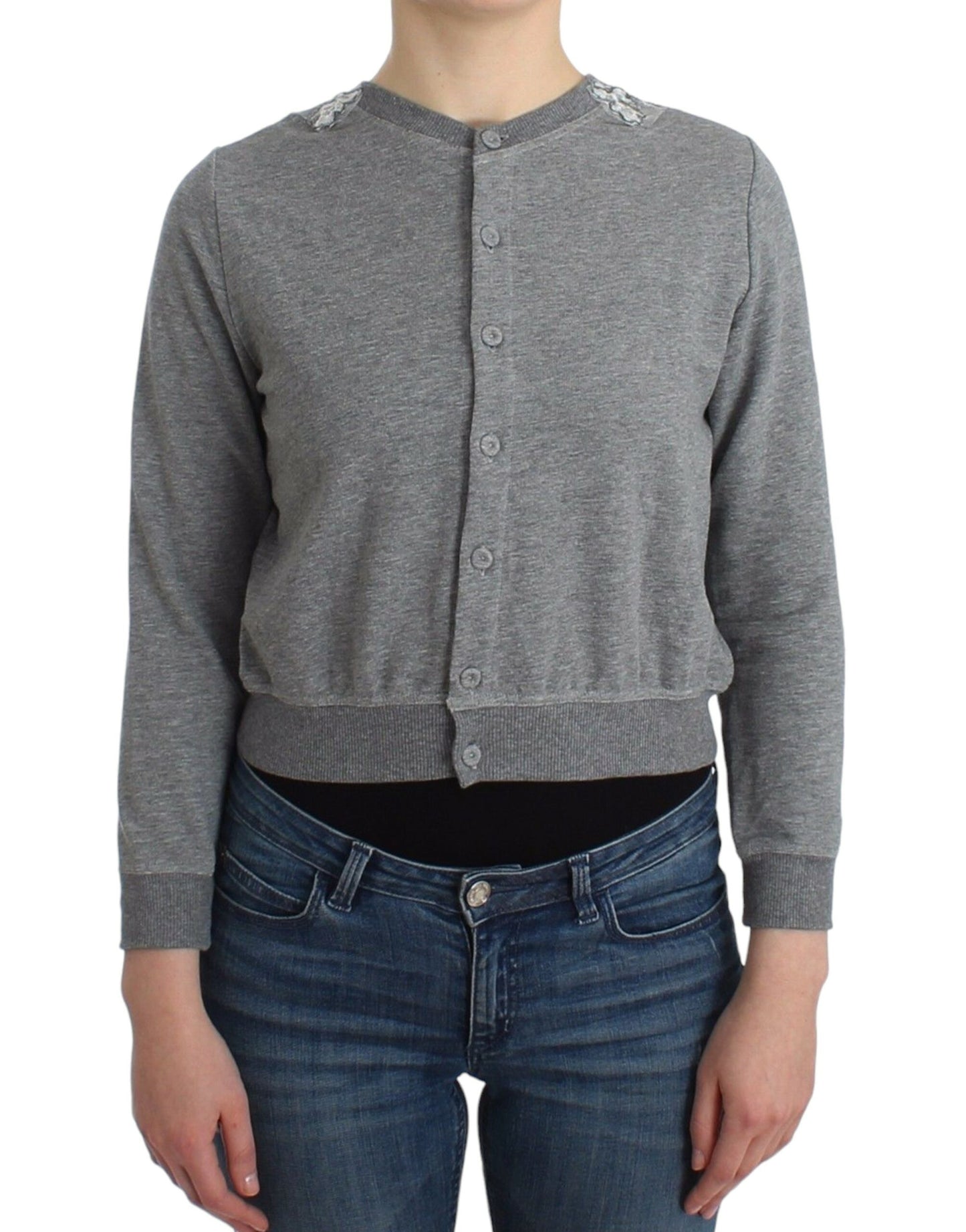 Ermanno Scervino Lingerie Gray Lace Sweater Cardigan Top Ermanno Scervino