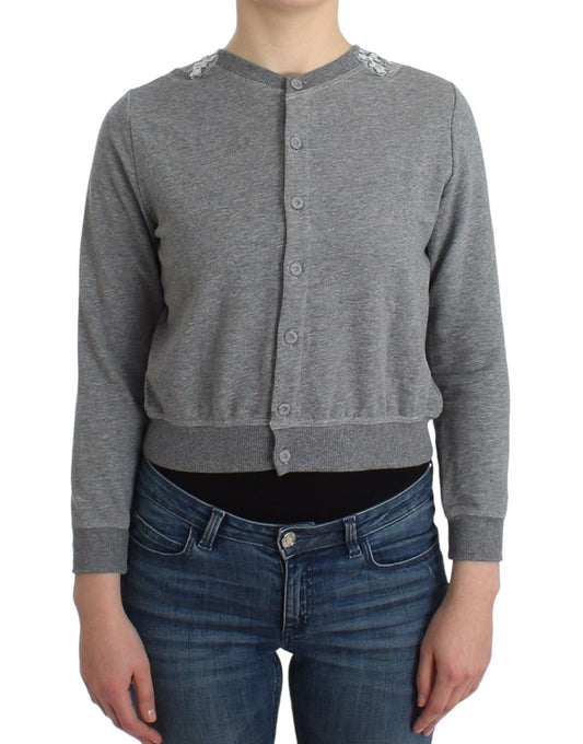 Ermanno Scervino Lingerie Gray Lace Sweater Cardigan Top Ermanno Scervino