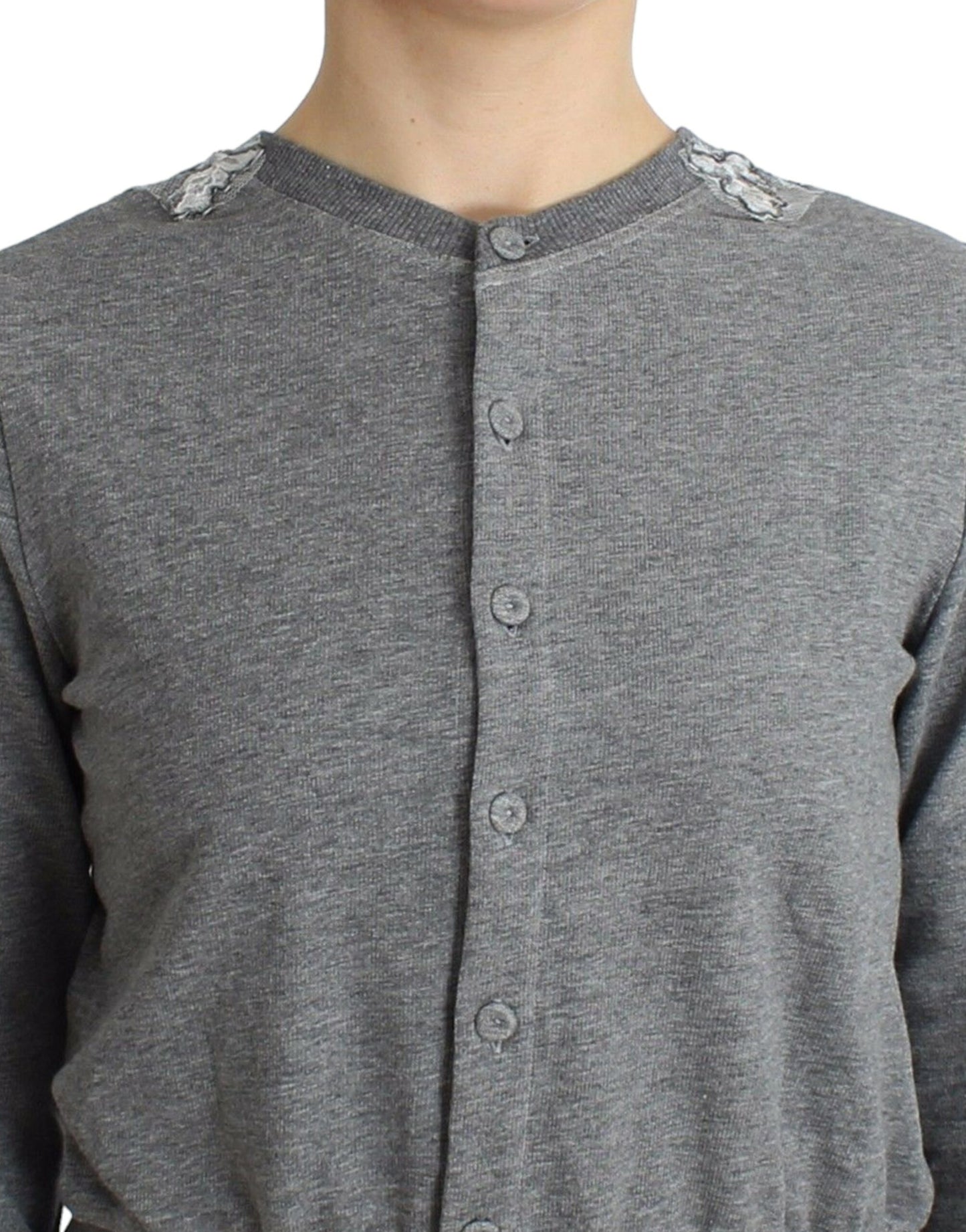 Ermanno Scervino Lingerie Gray Lace Sweater Cardigan Top Ermanno Scervino