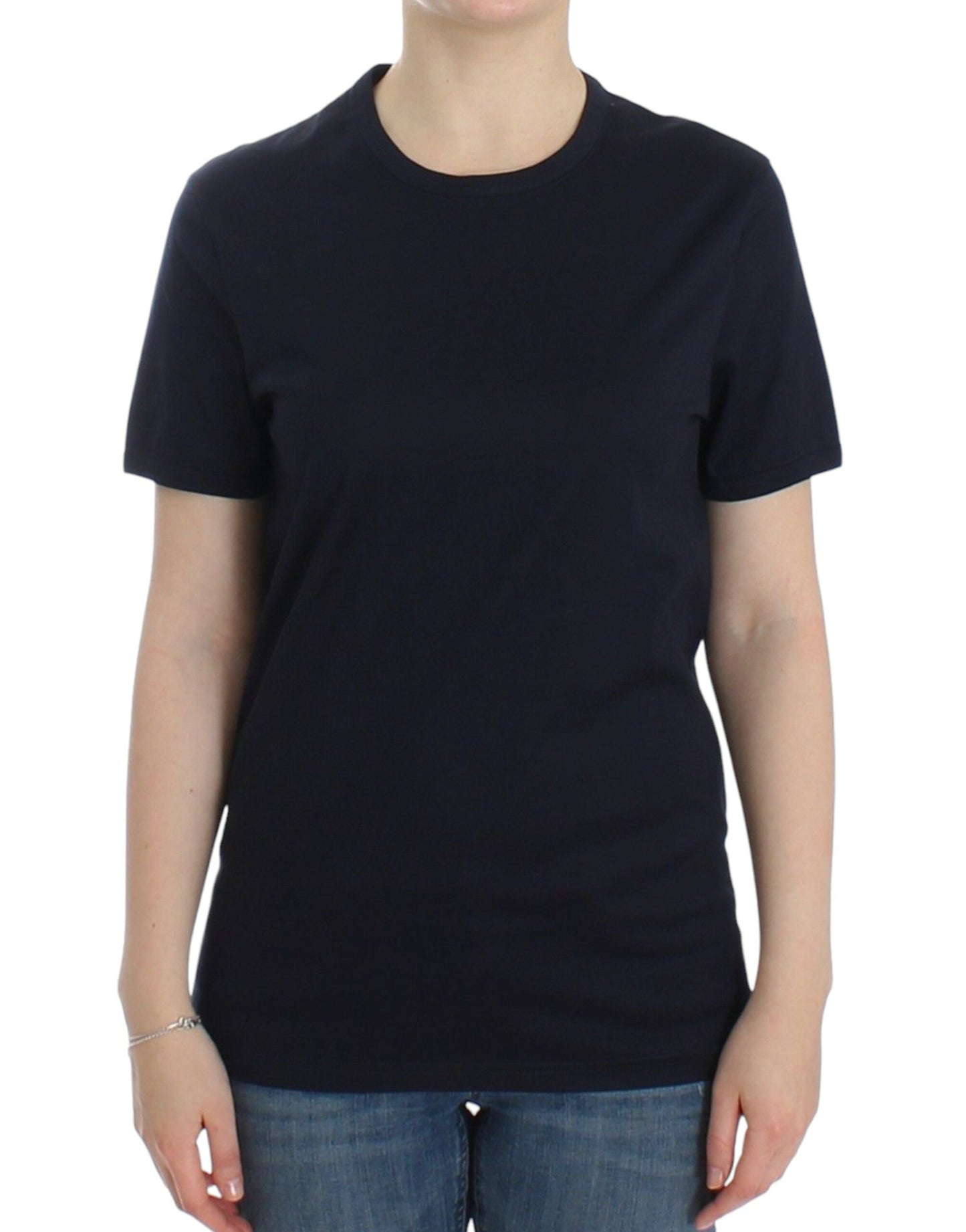 Ermanno Scervino Lingerie Blue Crewneck Cotton Logo T-shirt Ermanno Scervino