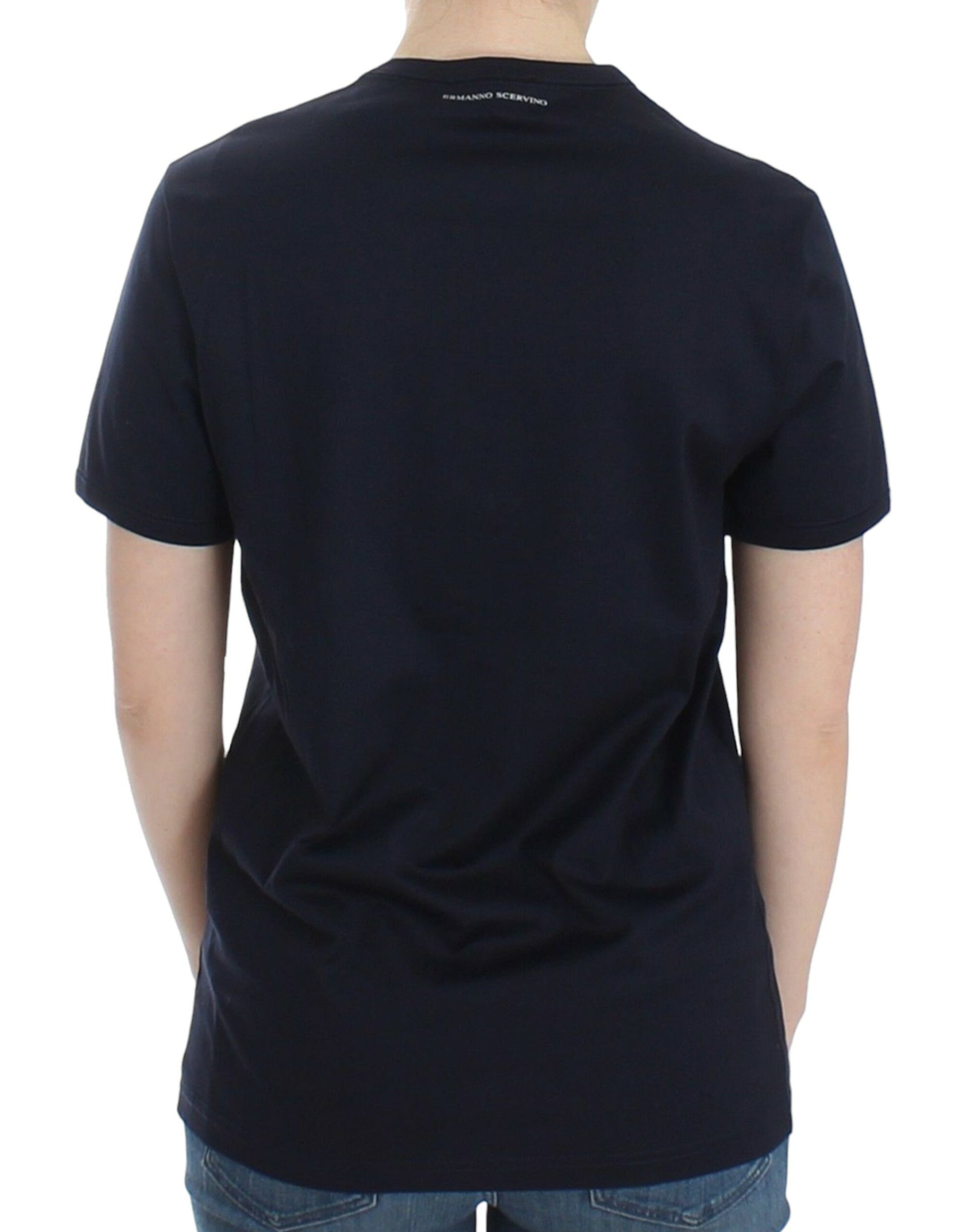 Ermanno Scervino Lingerie Blue Crewneck Cotton Logo T-shirt Ermanno Scervino