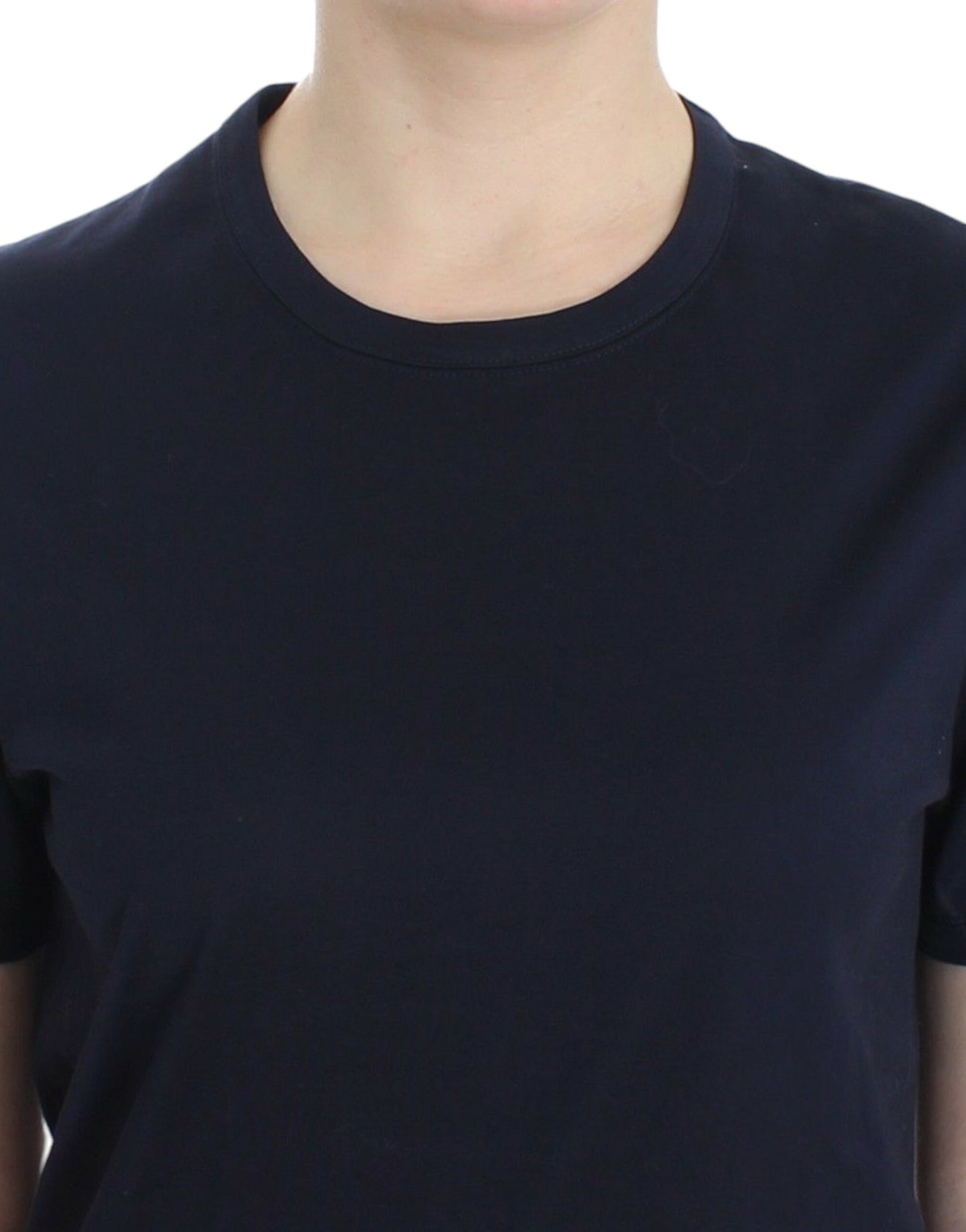 Ermanno Scervino Lingerie Blue Crewneck Cotton Logo T-shirt Ermanno Scervino