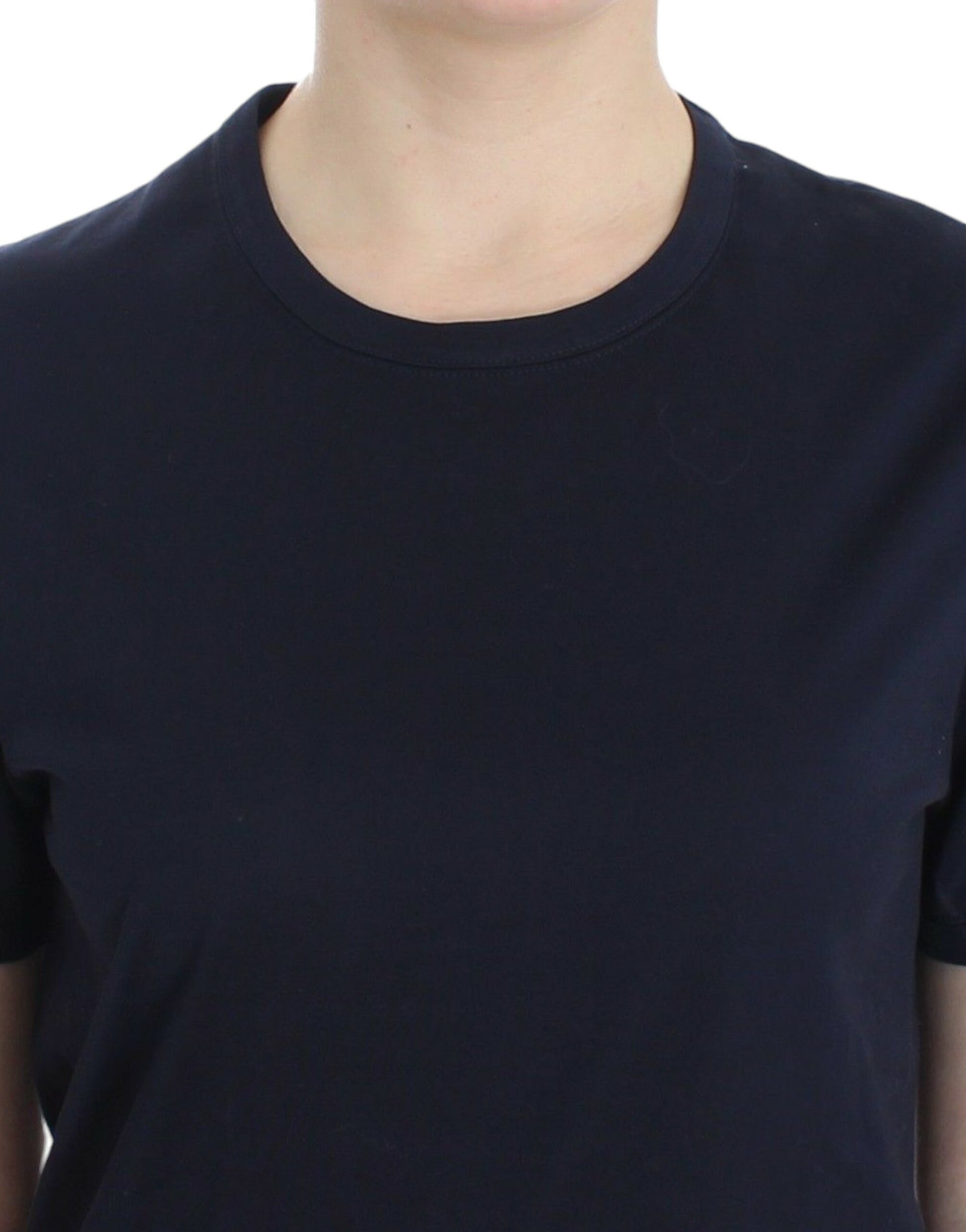 Ermanno Scervino Lingerie Blue Crewneck Cotton Logo T-shirt Ermanno Scervino