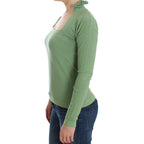 Ermanno Scervino Green Wool Blend Striped Long Sleeve Sweater