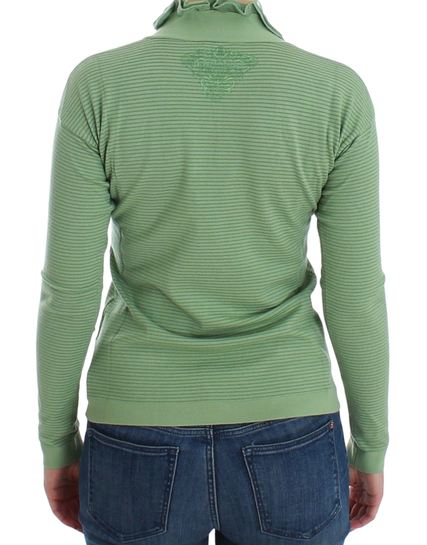 Ermanno Scervino Green Wool Blend Striped Long Sleeve Sweater Ermanno Scervino